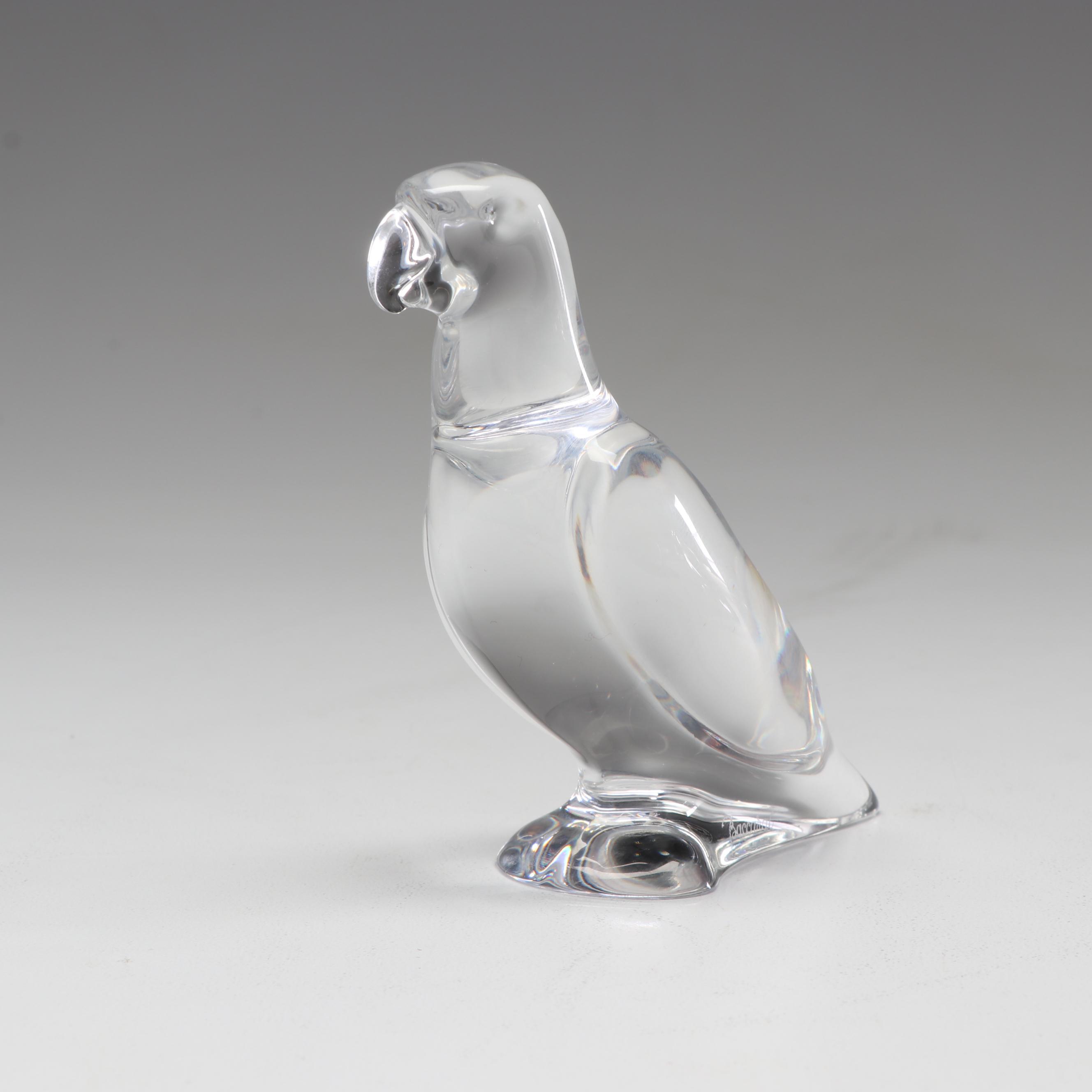 Pair of Baccarat Crystal Parrots