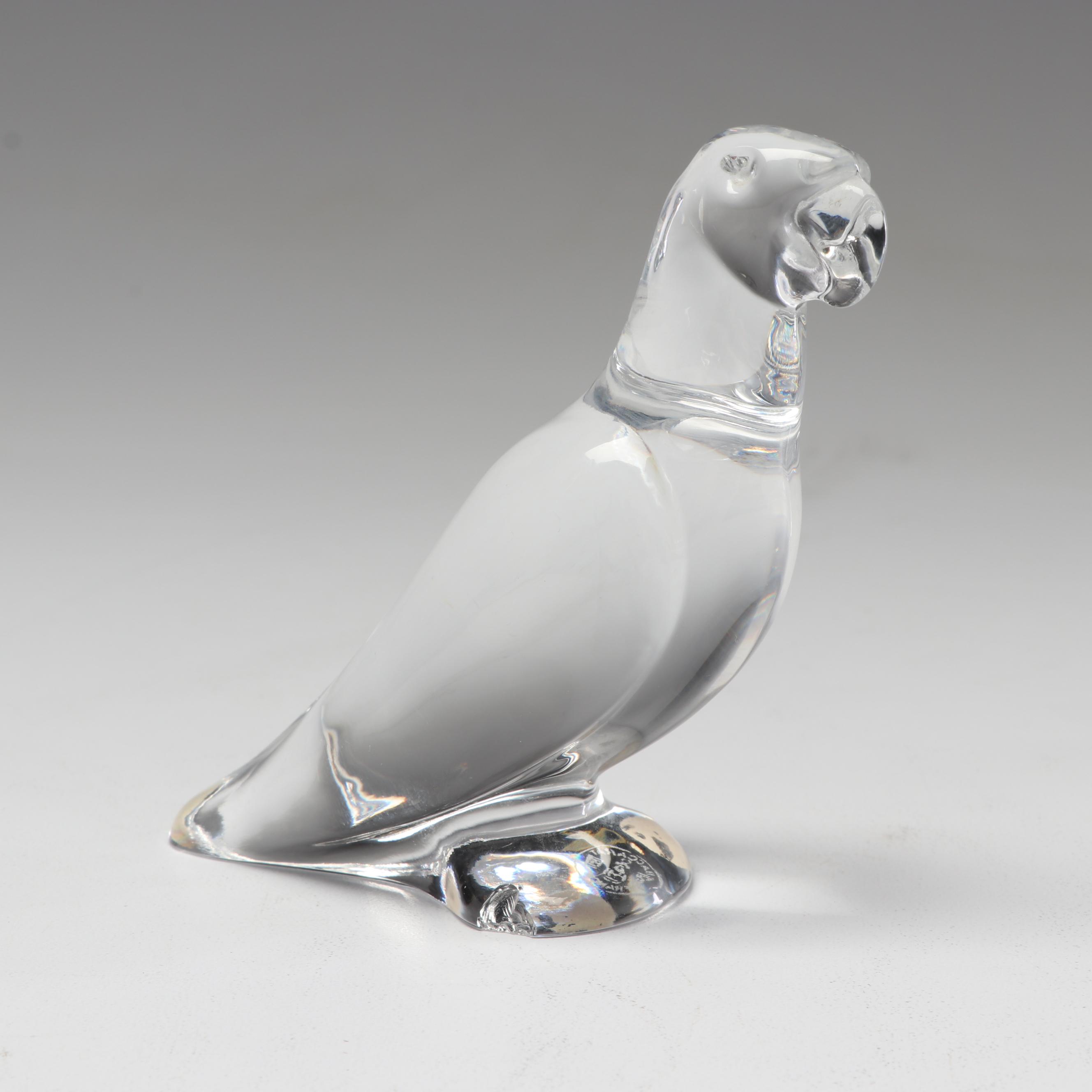 Pair of Baccarat Crystal Parrots