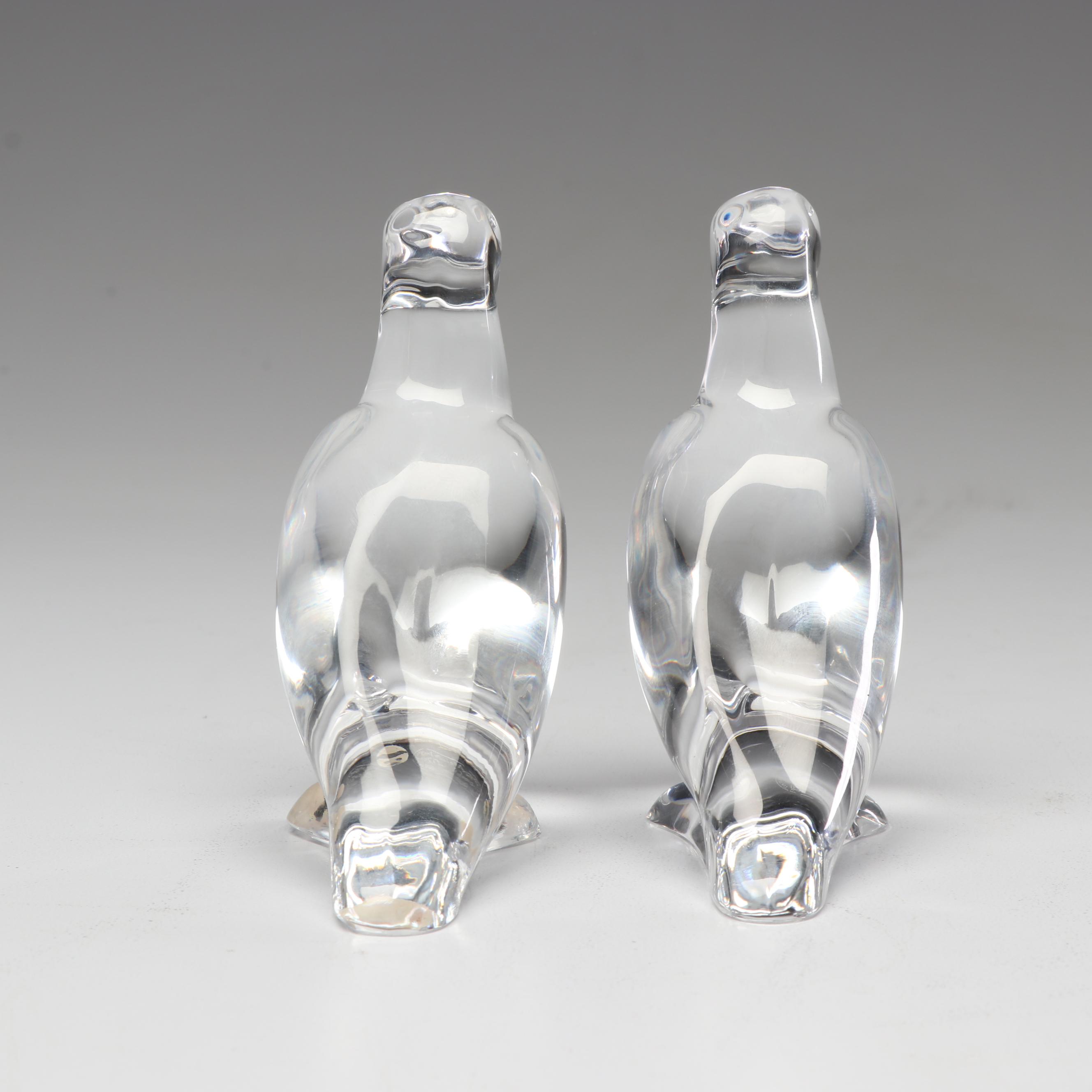 Pair of Baccarat Crystal Parrots