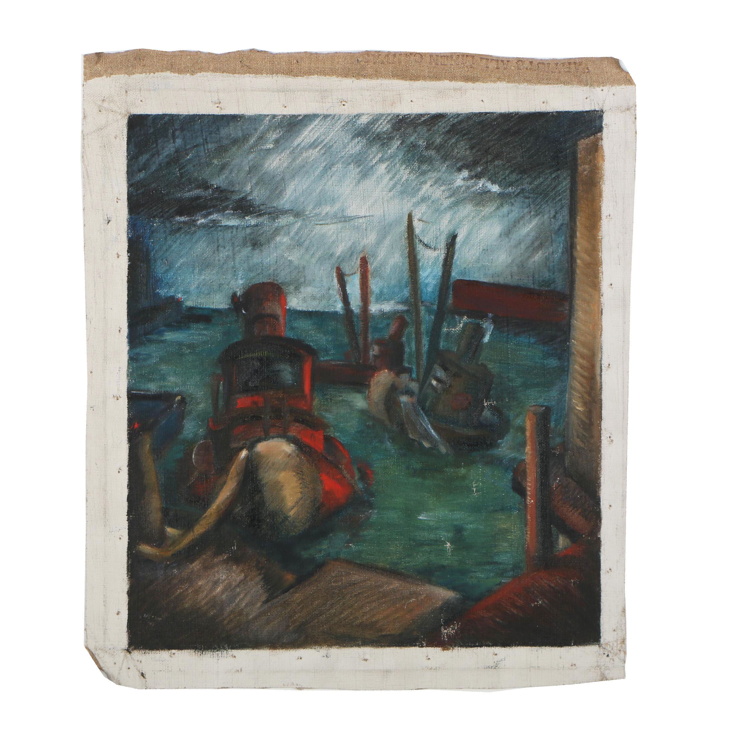 W. Glen Davis Oil Painting of Harbor Scene