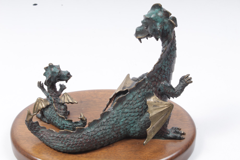 Wah Ming Chang Bronze Sculpture "Dragon with Young"