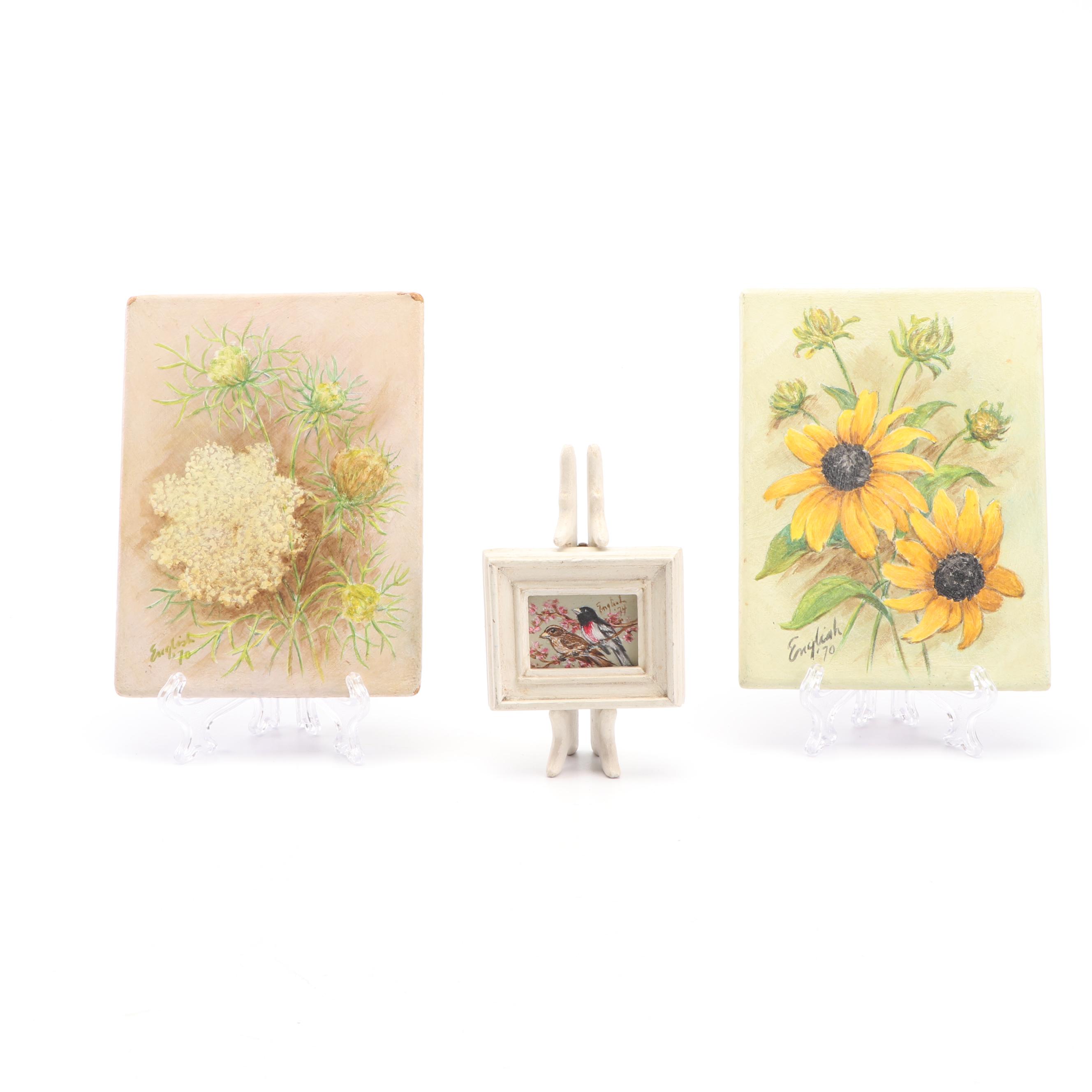 Ruth English Miniature Still Life Oil Paintings
