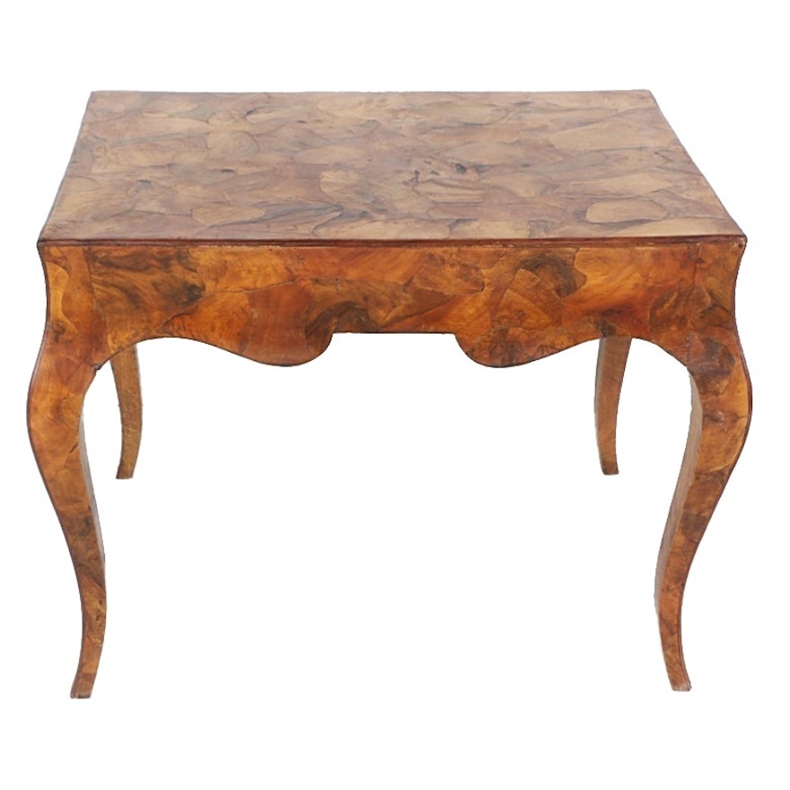 Italian Walnut Oyster Burl and Beech Side Table, Late 20th Century