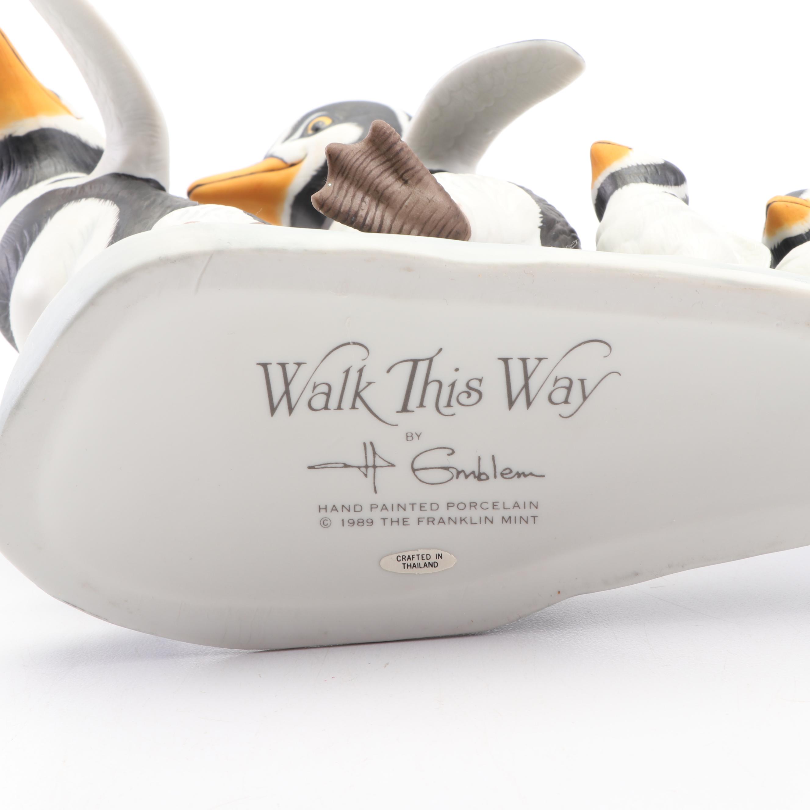 Ceramic Penguin Figurines Featuring Franklin Mint