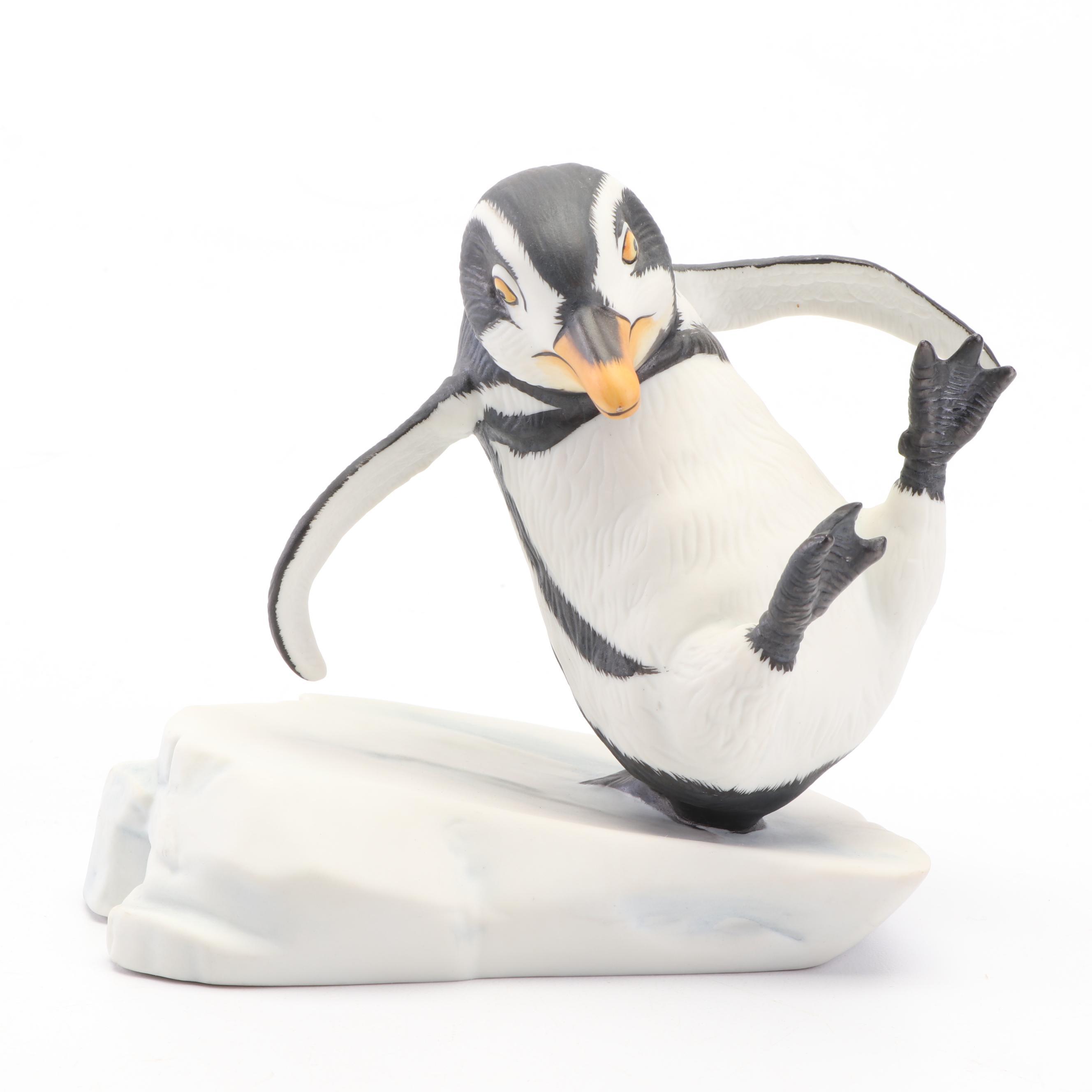 Ceramic Penguin Figurines Featuring Franklin Mint