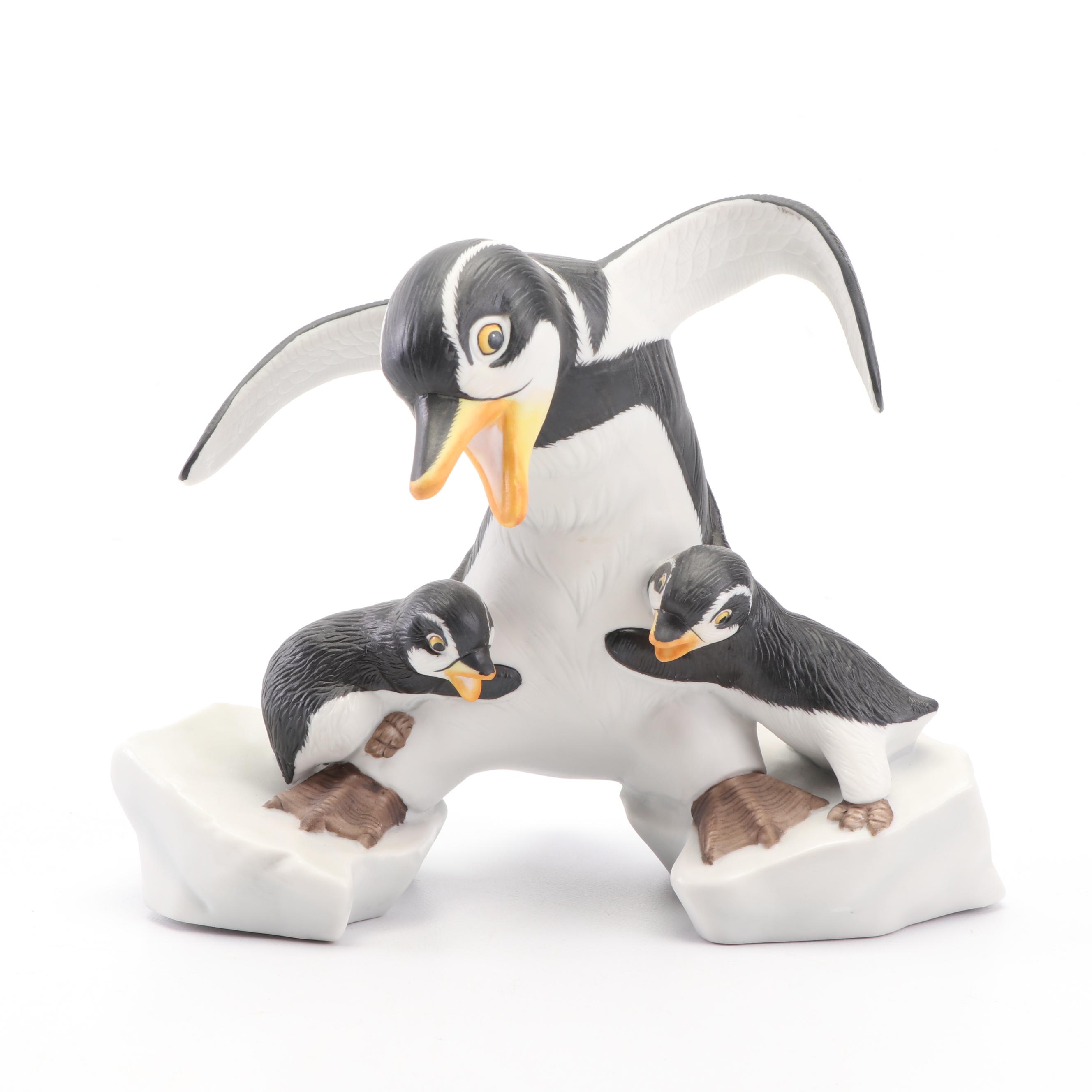 Ceramic Penguin Figurines Featuring Franklin Mint
