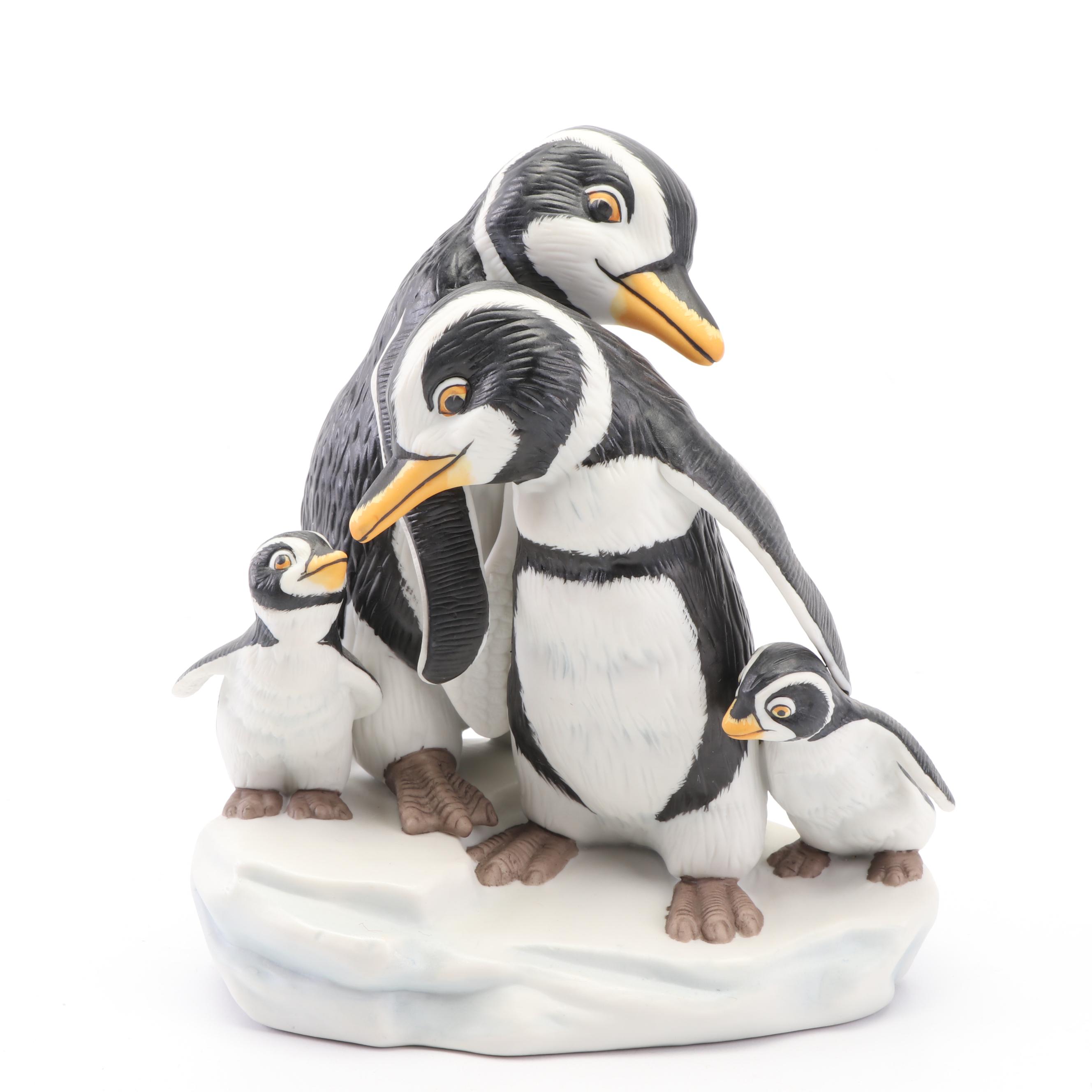 Ceramic Penguin Figurines Featuring Franklin Mint