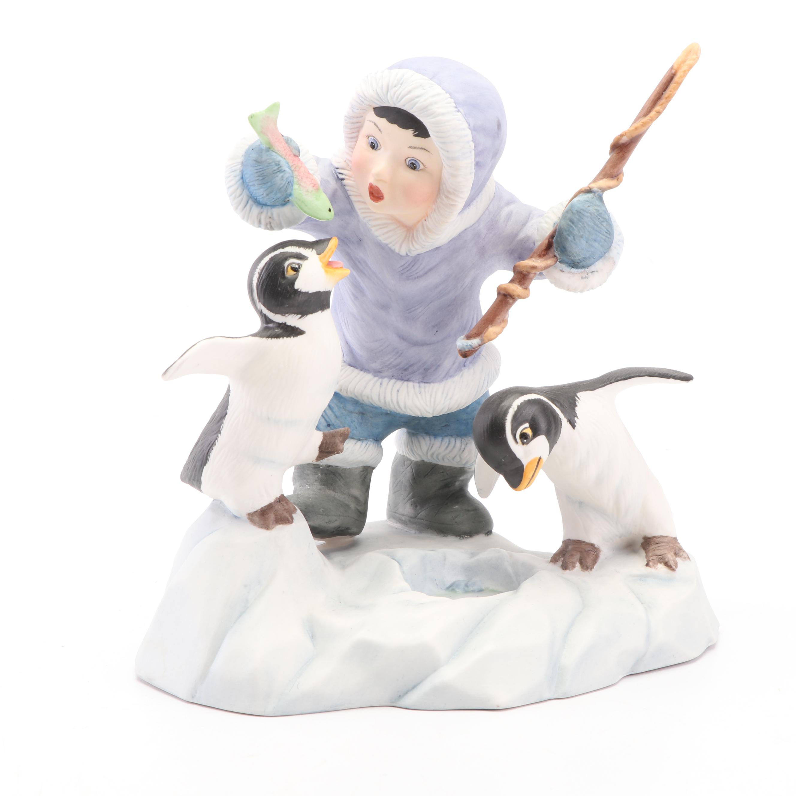 Ceramic Penguin Figurines Featuring Franklin Mint