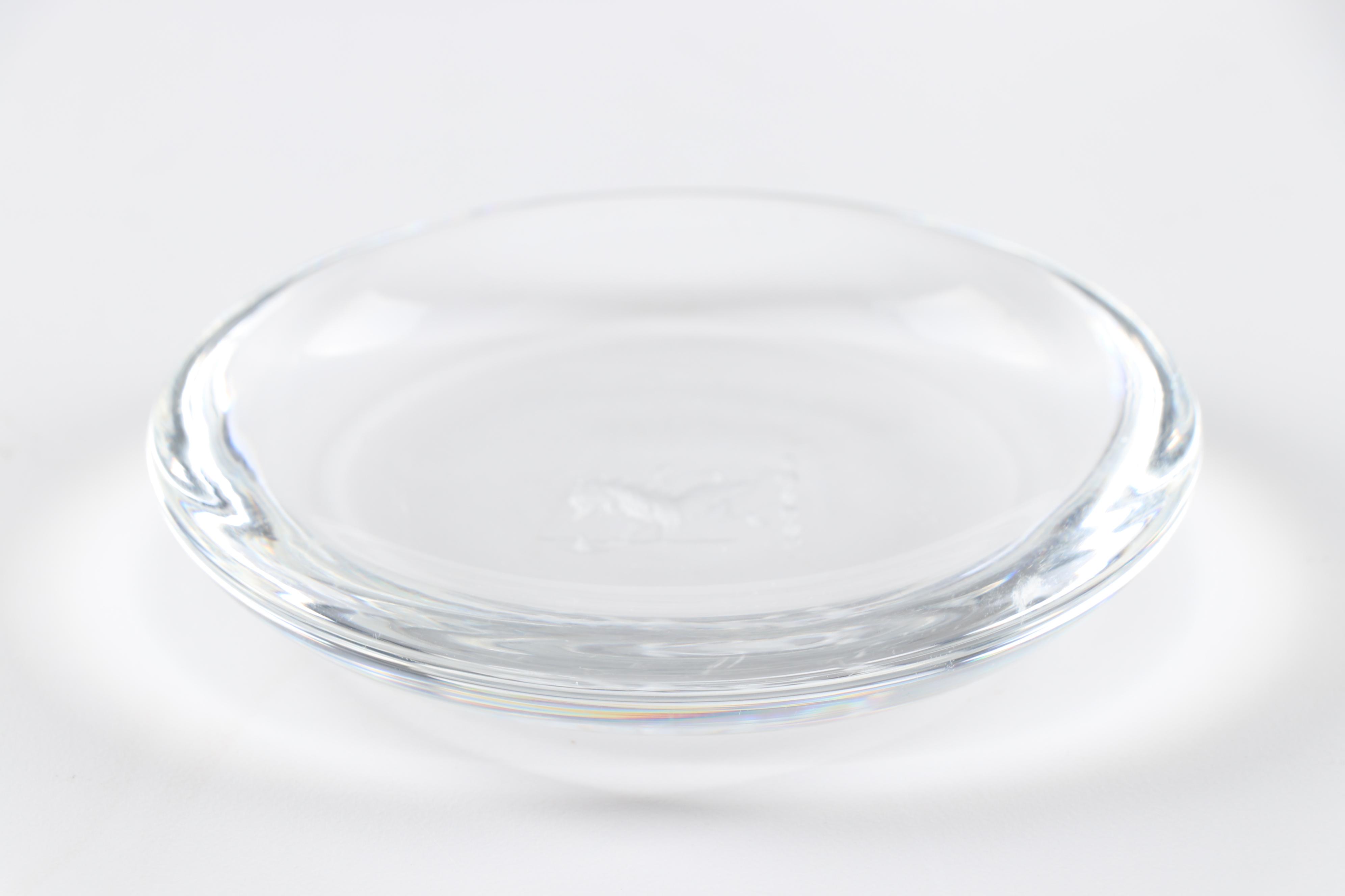 Steuben Art Glass Coasters with Etched Lions, Mid-Century