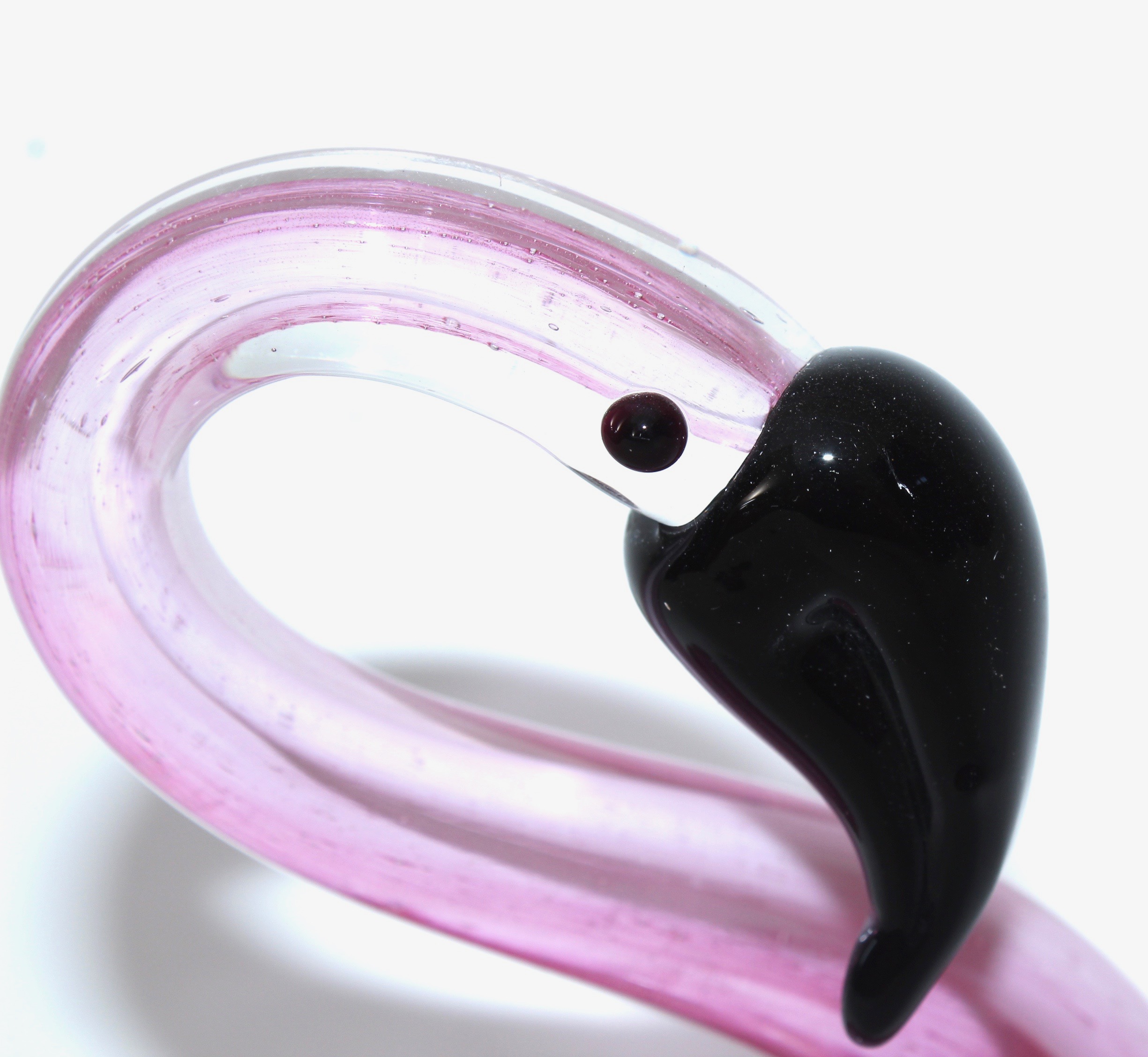 Blown Glass Pink Flamingo Figurine