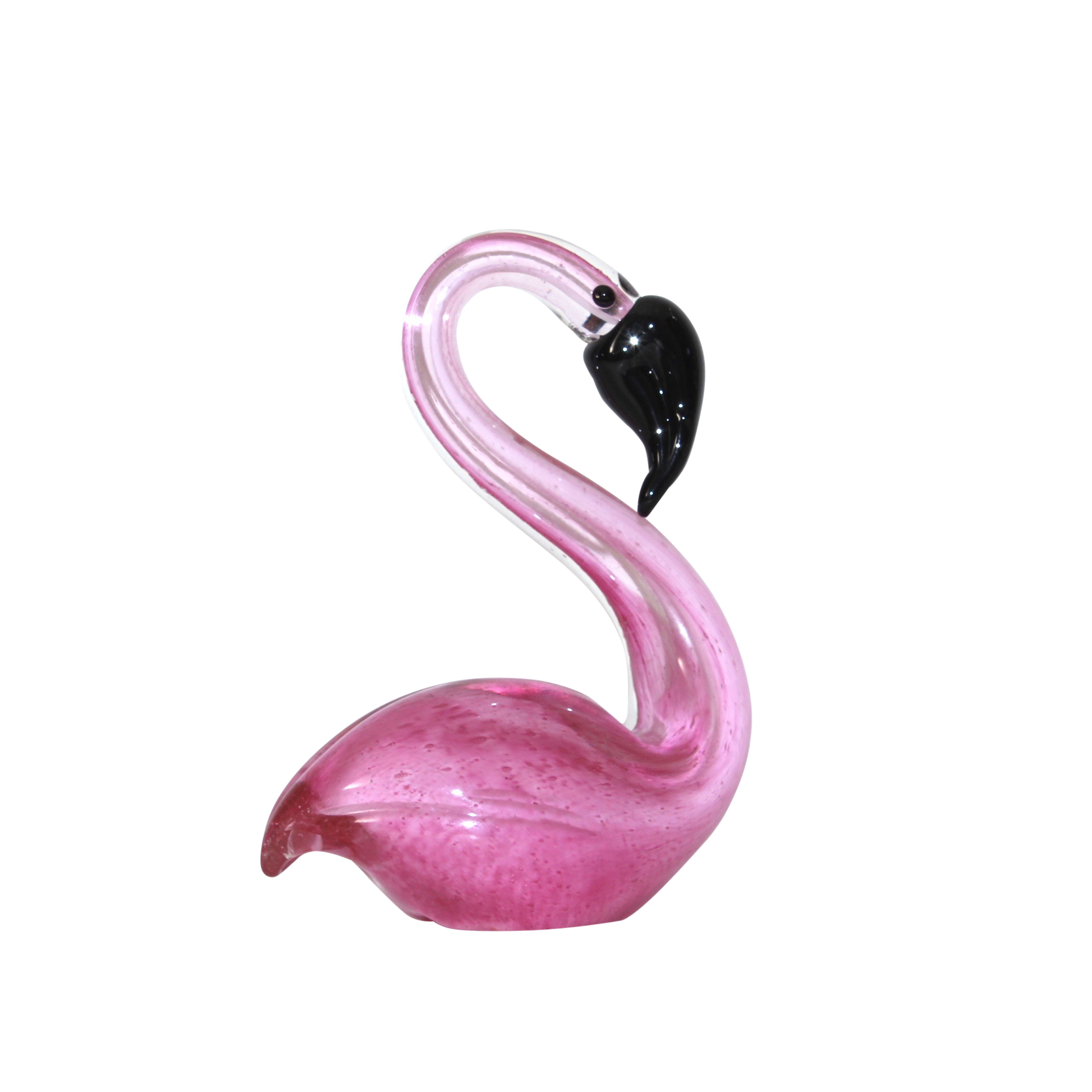 Blown Glass Pink Flamingo Figurine