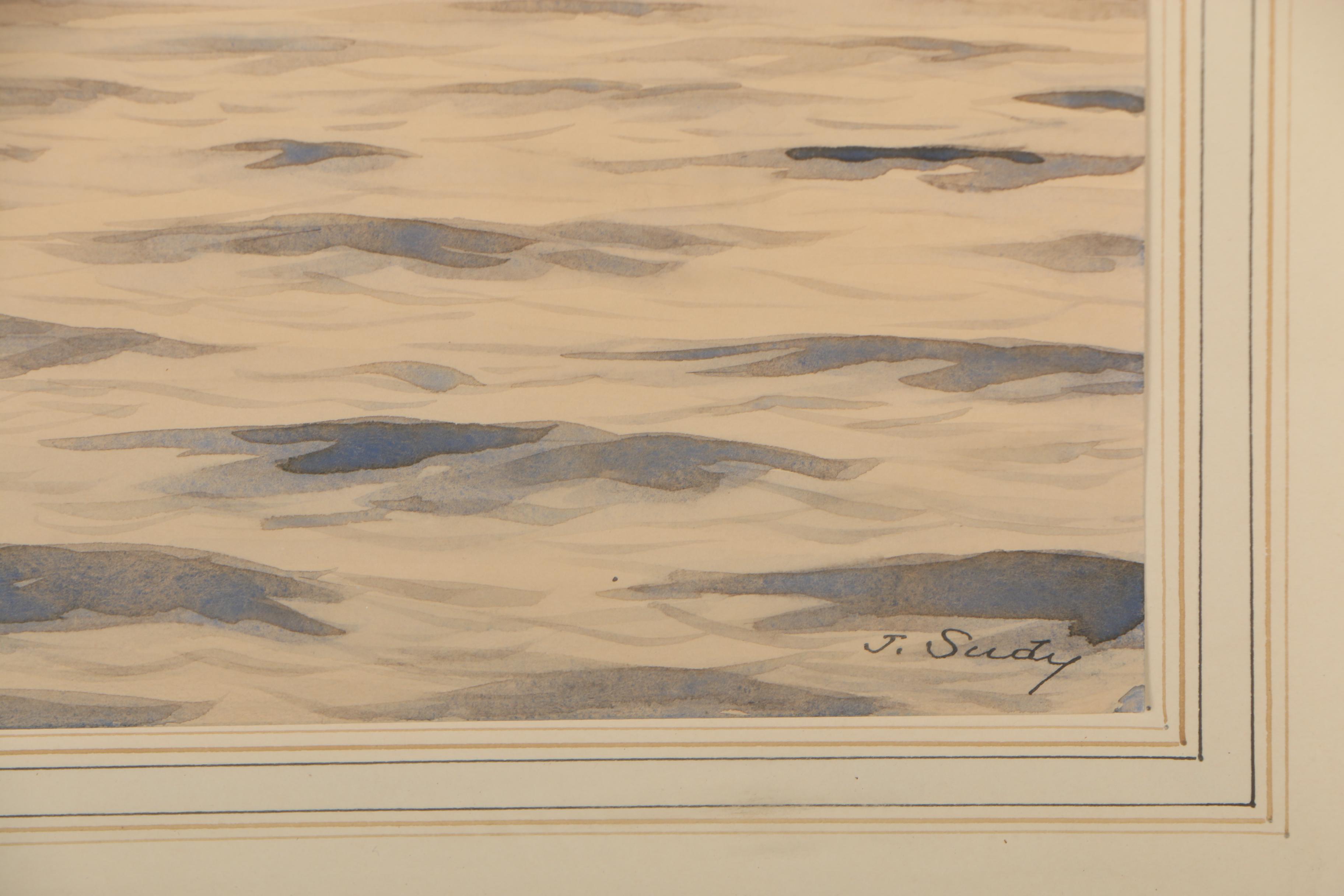 John Sudy Watercolor Painting of Flying Ducks