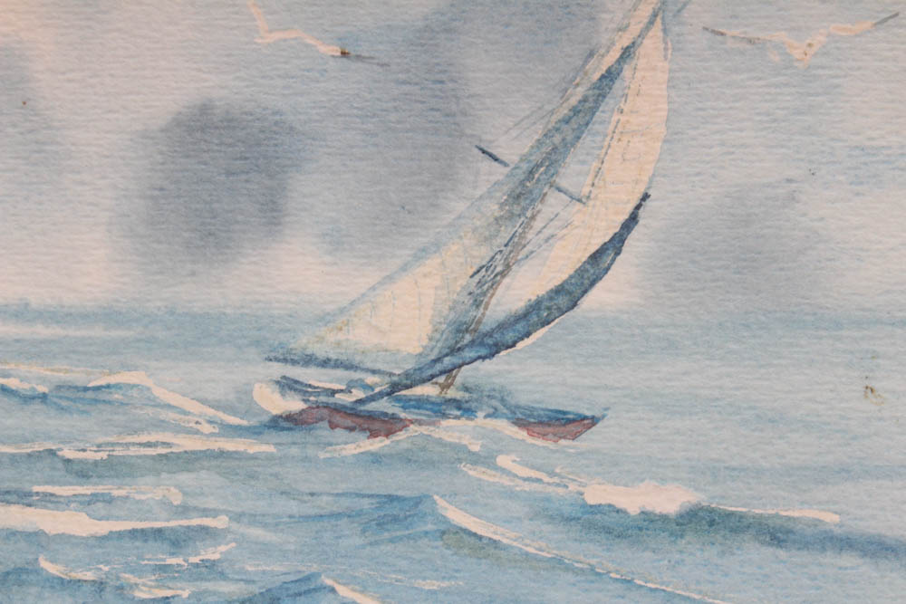L. Ochsner Watercolor Painting "Race the Gulls"