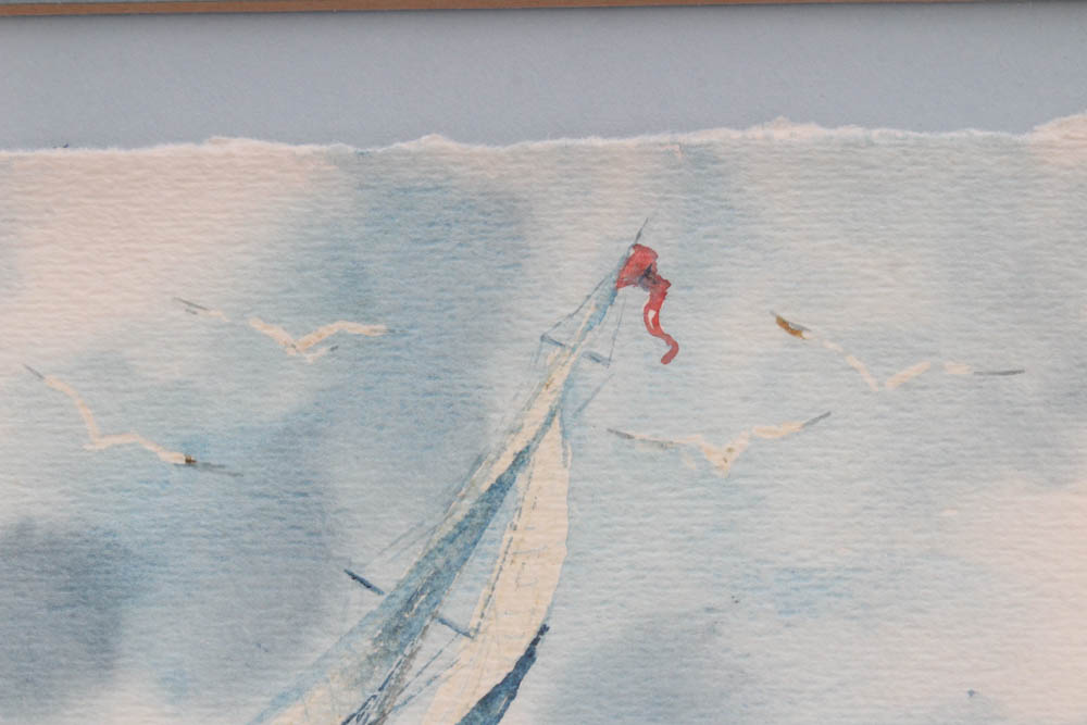 L. Ochsner Watercolor Painting "Race the Gulls"