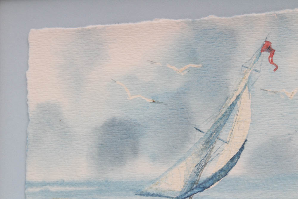 L. Ochsner Watercolor Painting "Race the Gulls"