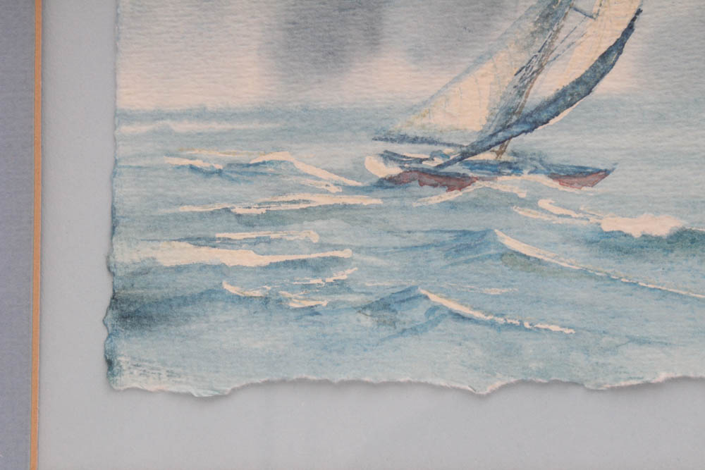 L. Ochsner Watercolor Painting "Race the Gulls"