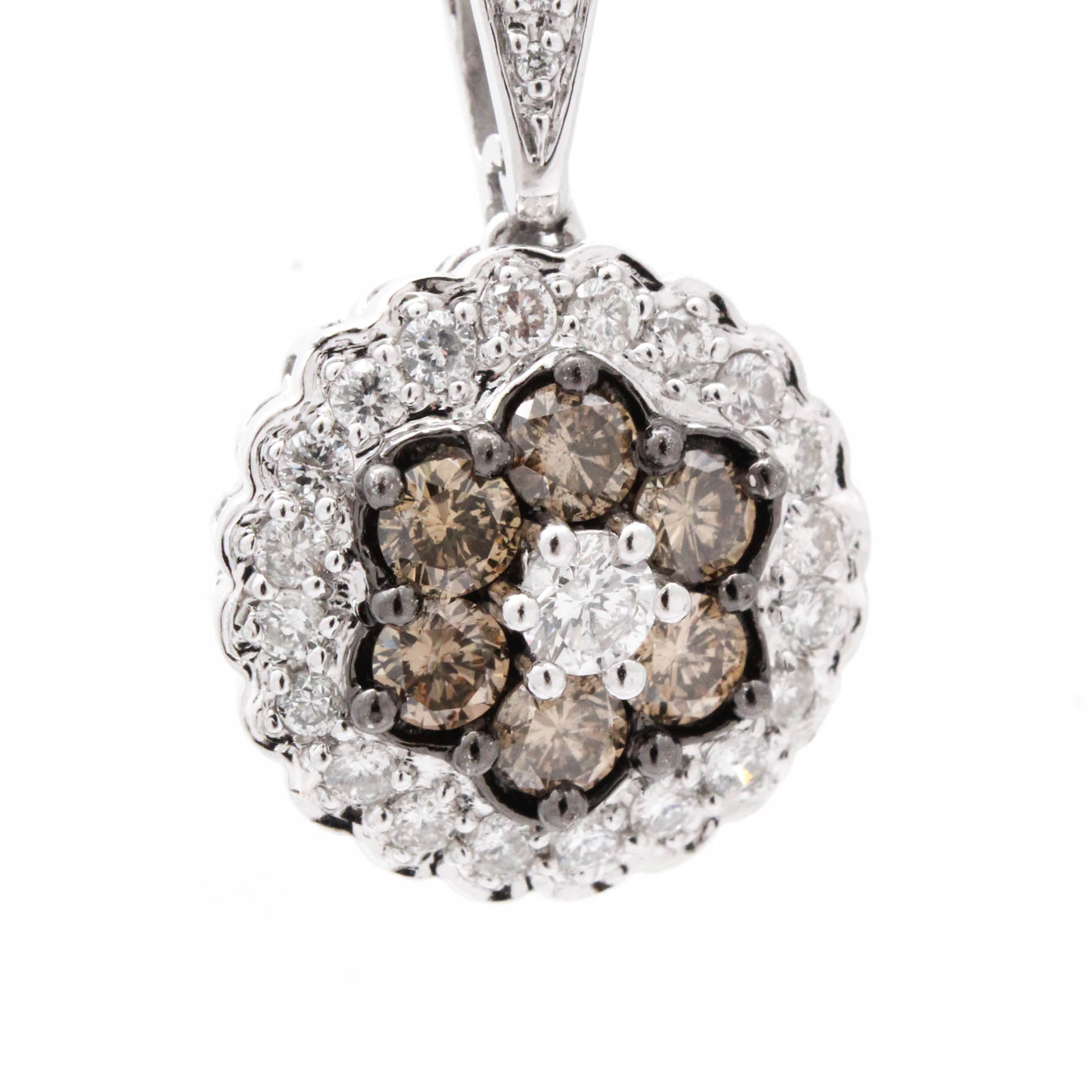 14K White Gold 1.00 ctw. Diamond Pendant with Sterling Silver Chain