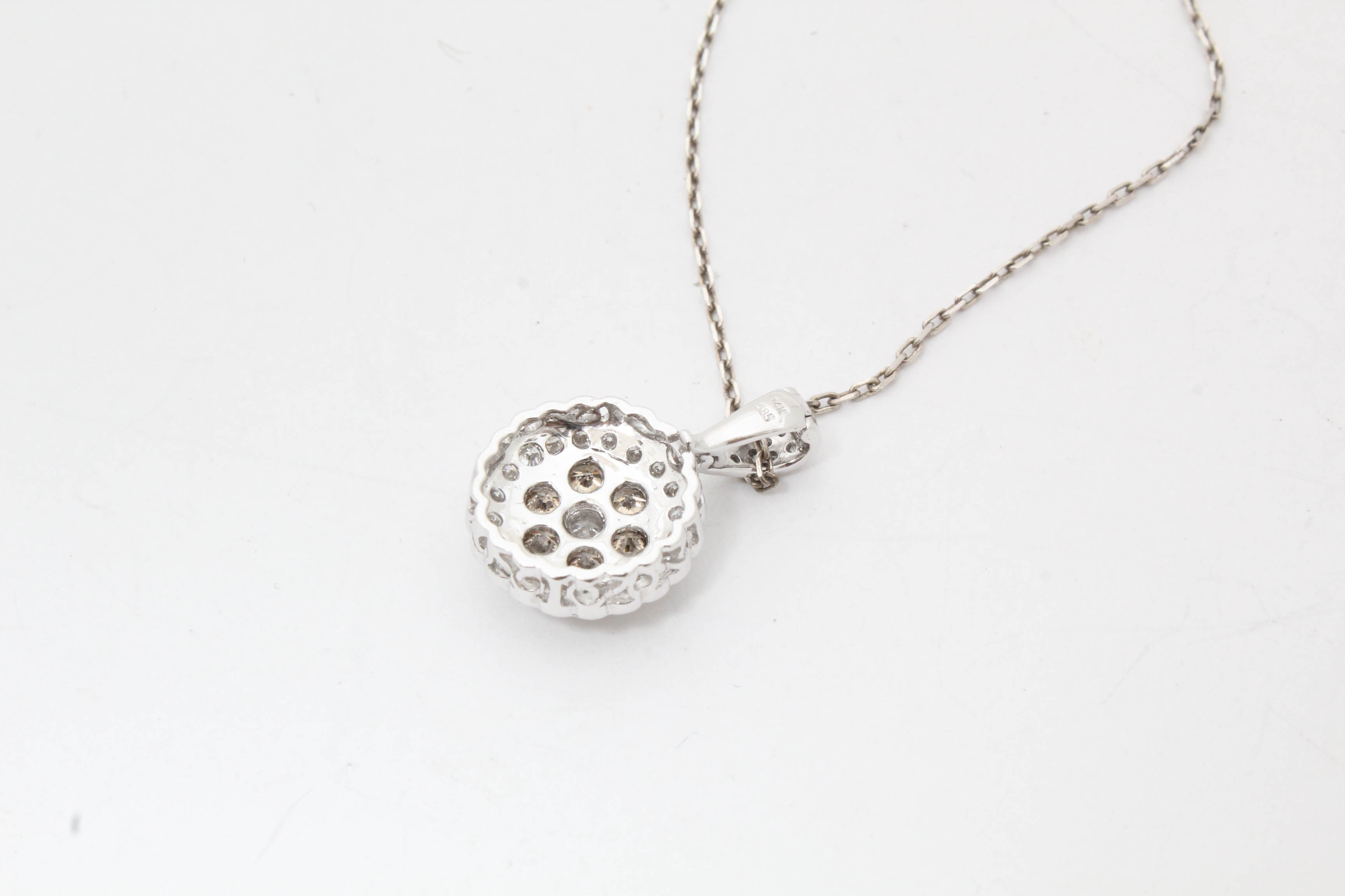 14K White Gold 1.00 ctw. Diamond Pendant with Sterling Silver Chain