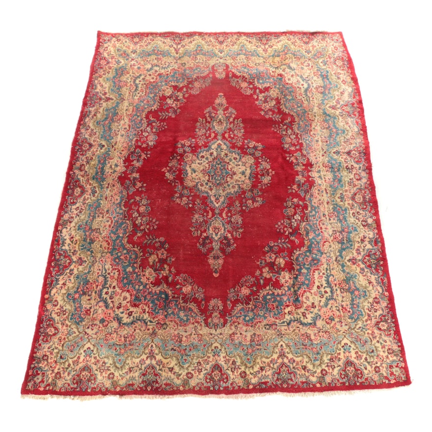 Hand-Knotted Persian Kerman Wool Area Rug