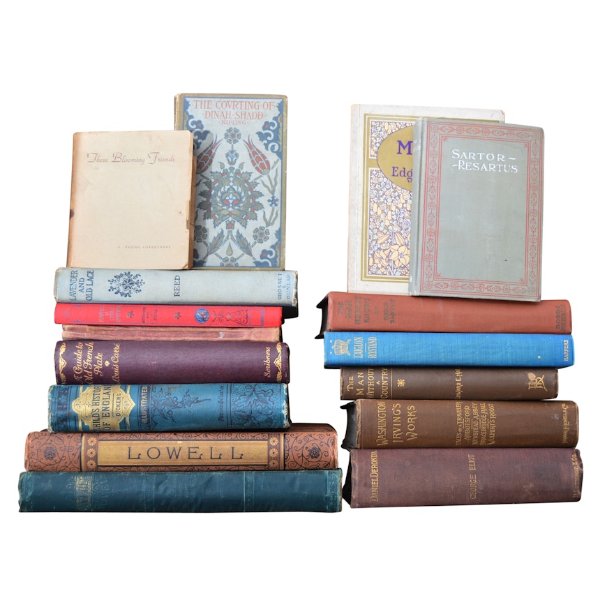19th and Early 20th Century Books with Irving, Lowell and Eliot