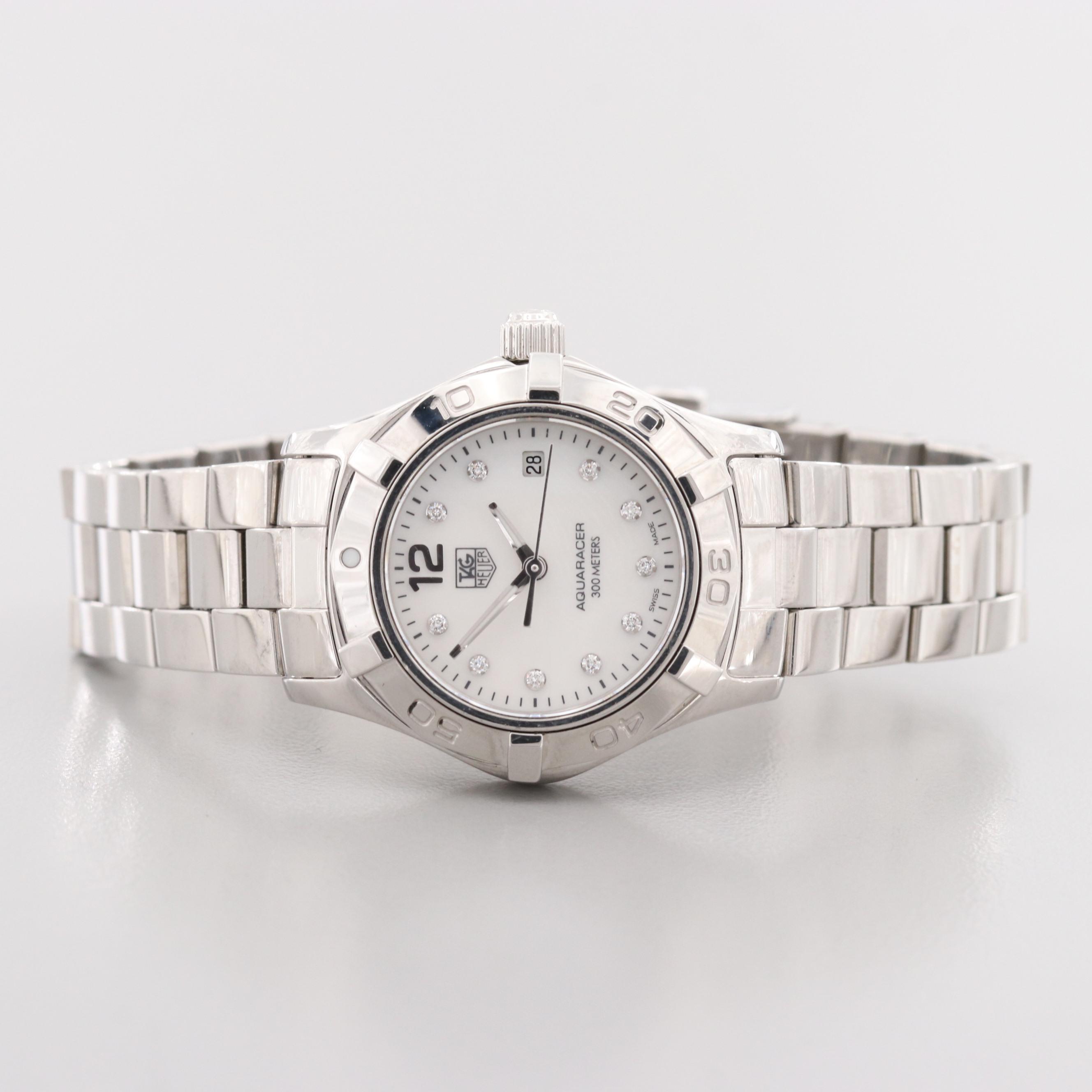 TAG Heuer Aquaracer Quartz Watch With Mother of Pearl and Diamond Dial