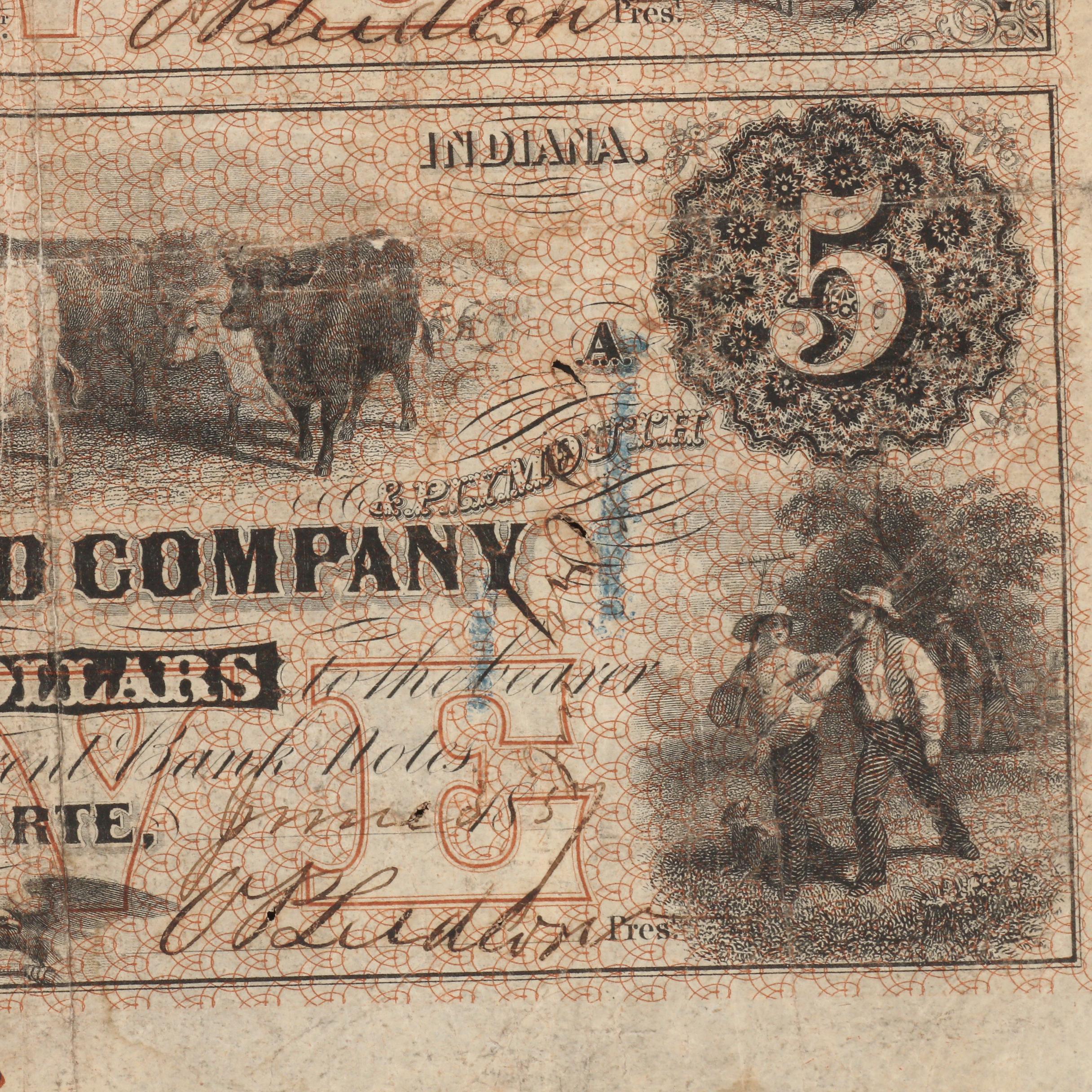 Torn Uncut Sheet of 1857 Plank Road Co. Obsolete Banknotes