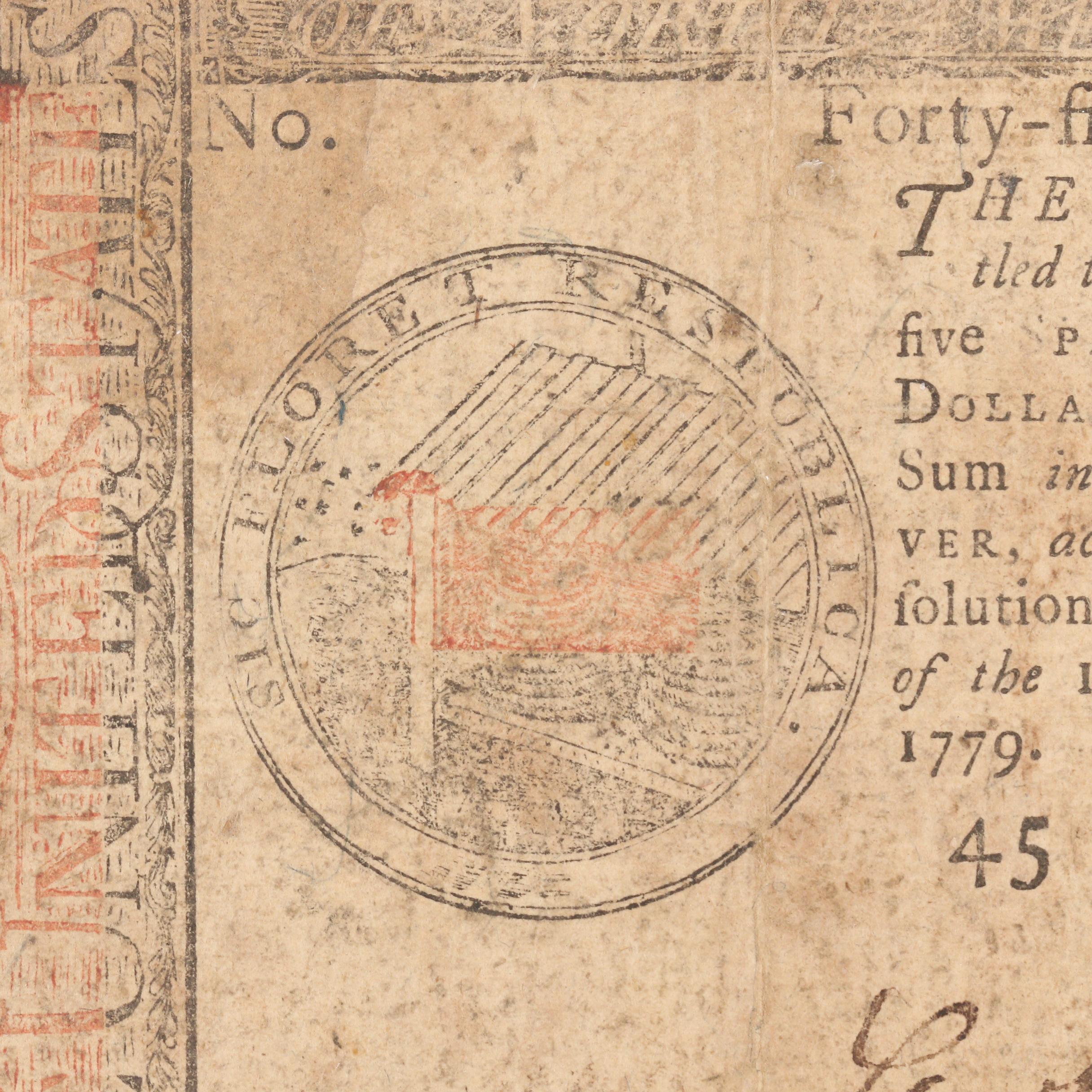 1779 Continental Congress $45 Currency Note