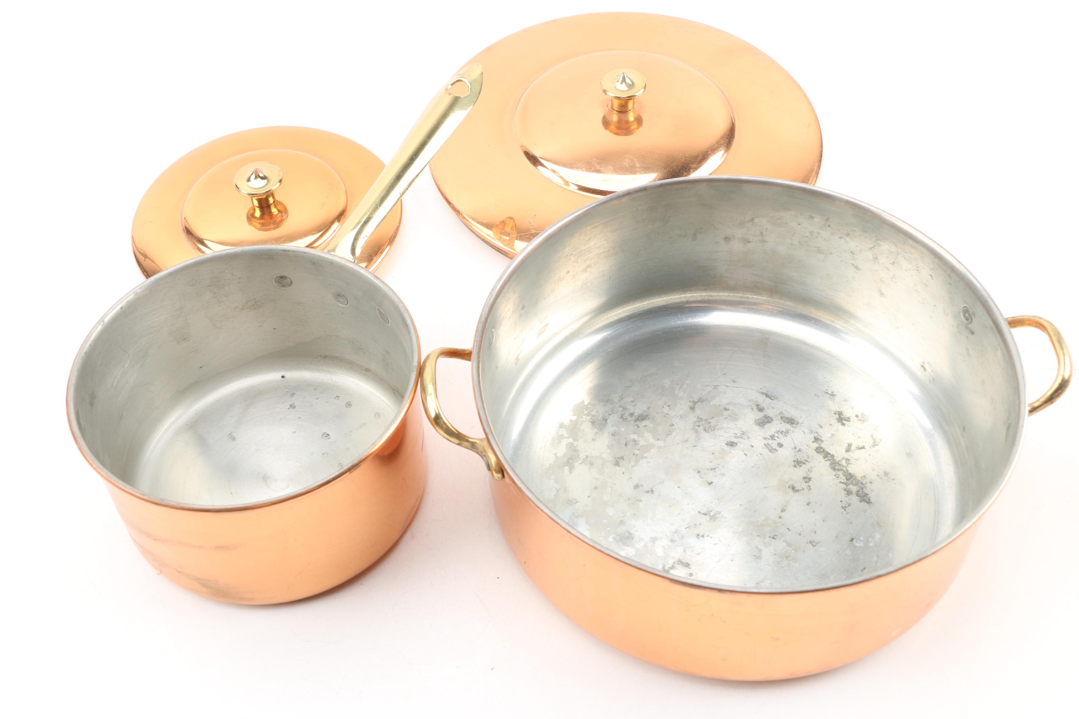 ODI Copper and Brass Cookware, Jelly Molds, and Utensils, Late 20th Century
