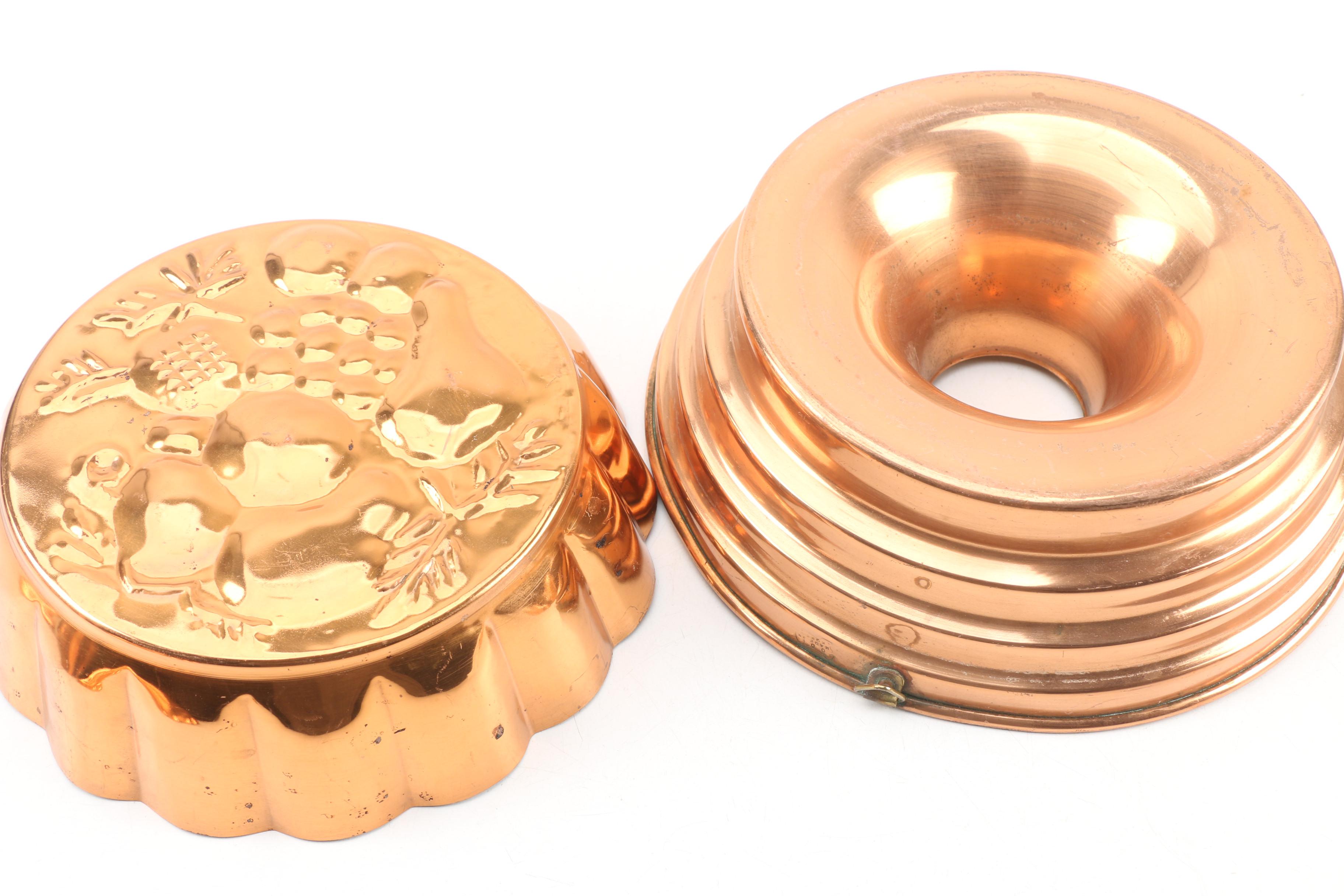 ODI Copper and Brass Cookware, Jelly Molds, and Utensils, Late 20th Century