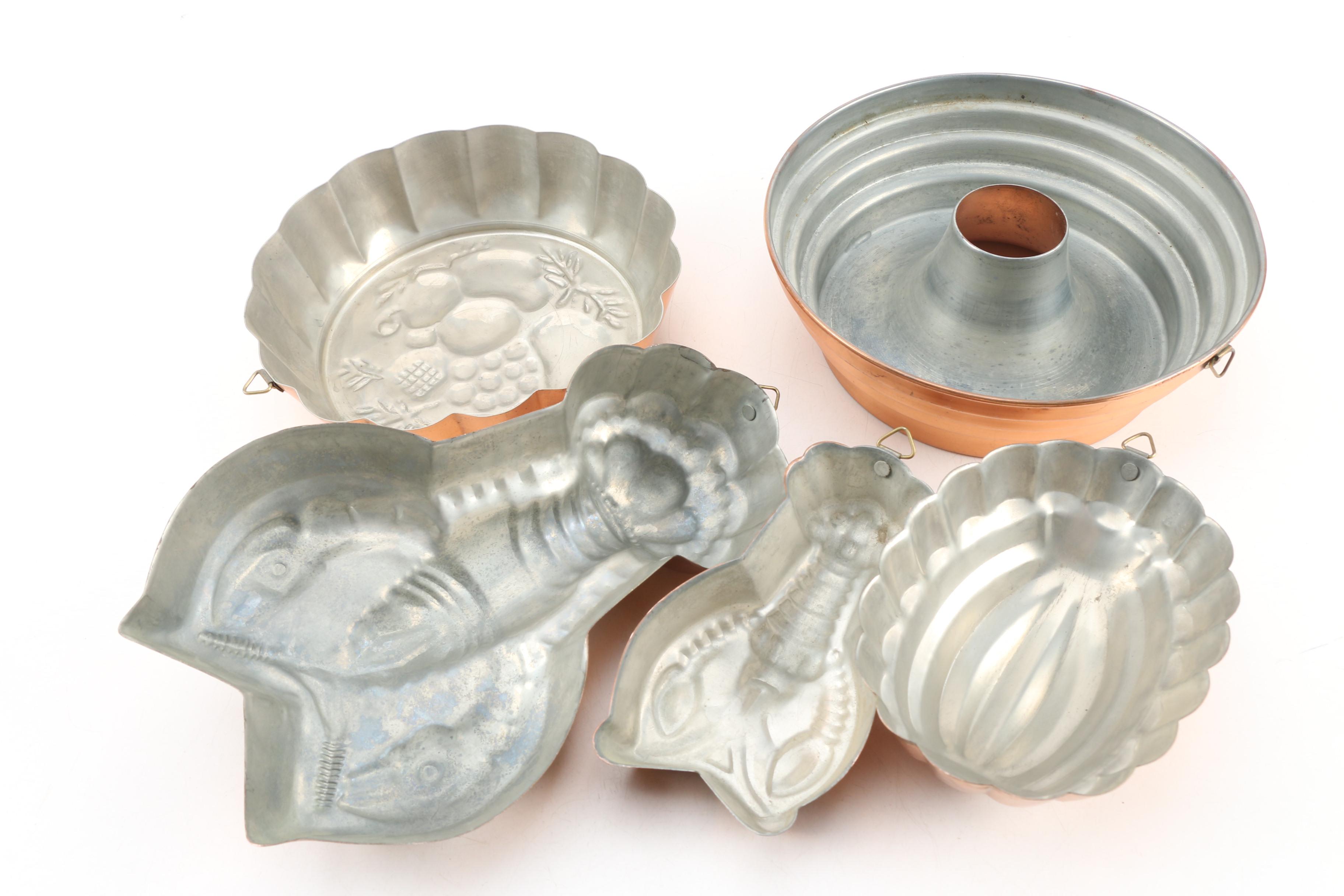 ODI Copper and Brass Cookware, Jelly Molds, and Utensils, Late 20th Century