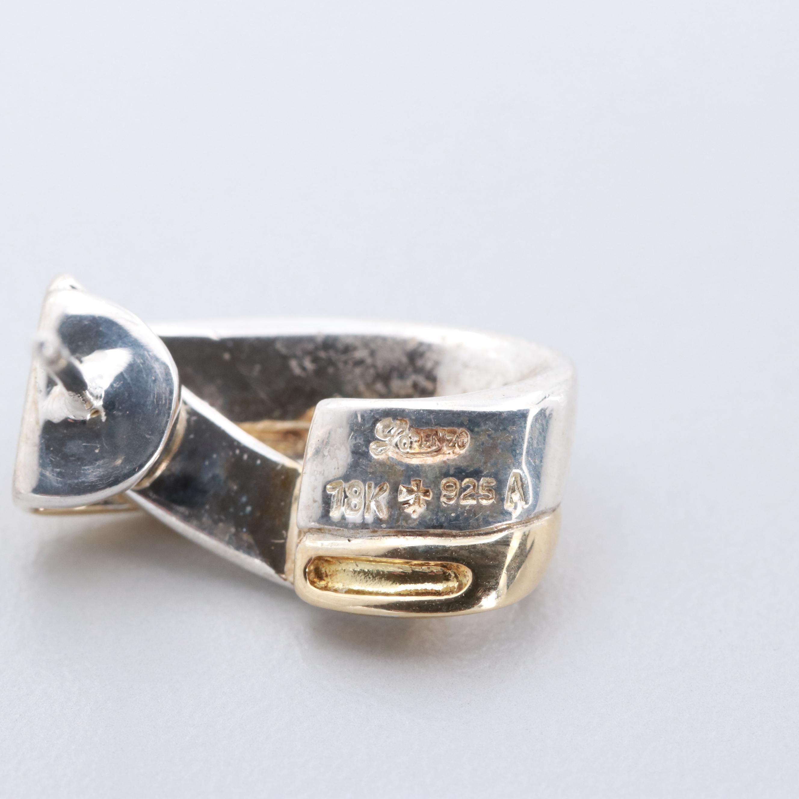 Lorenzo Sterling Silver Earrings with 18K Yellow Gold Accents