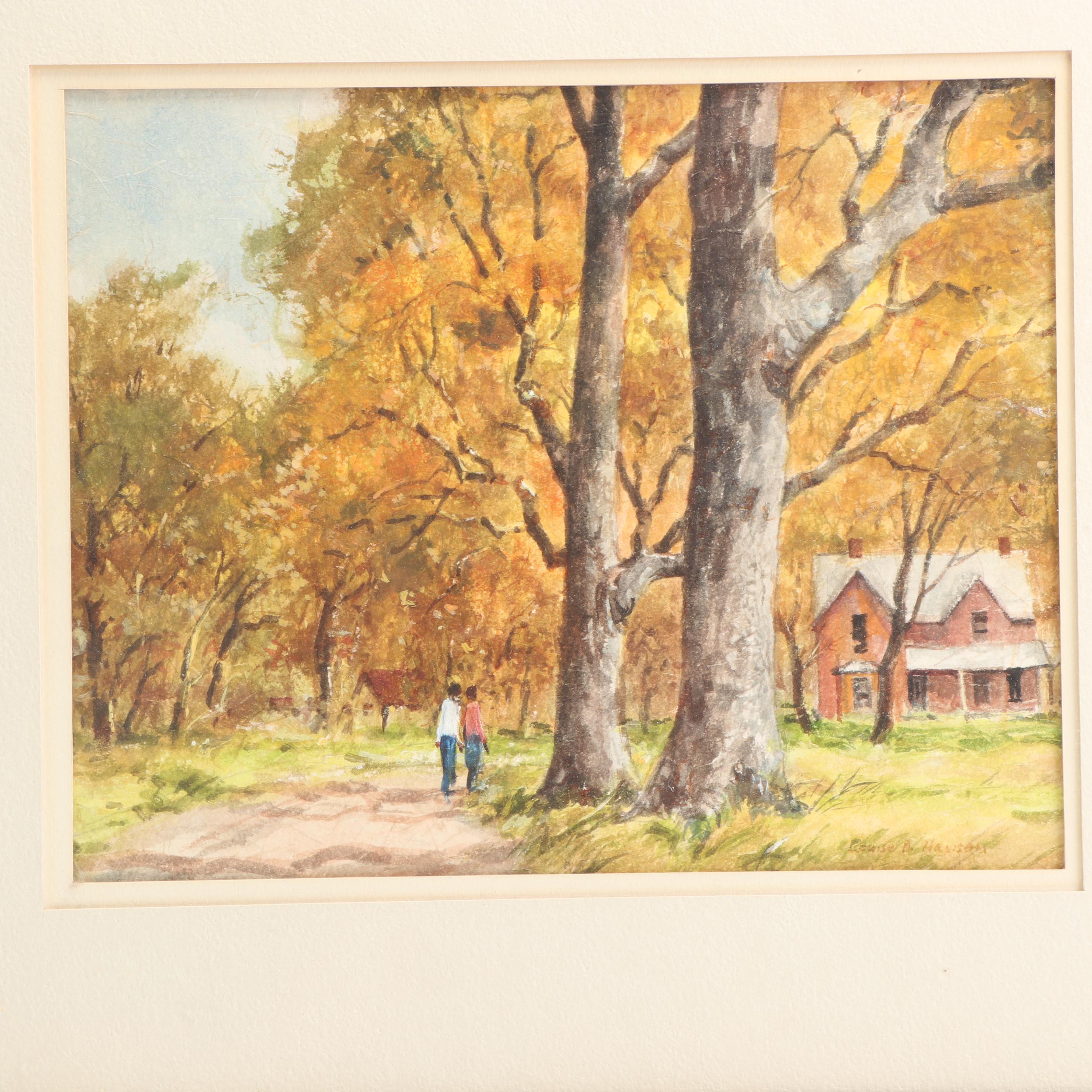 Louise B. Hansen Landscape Watercolor Painting