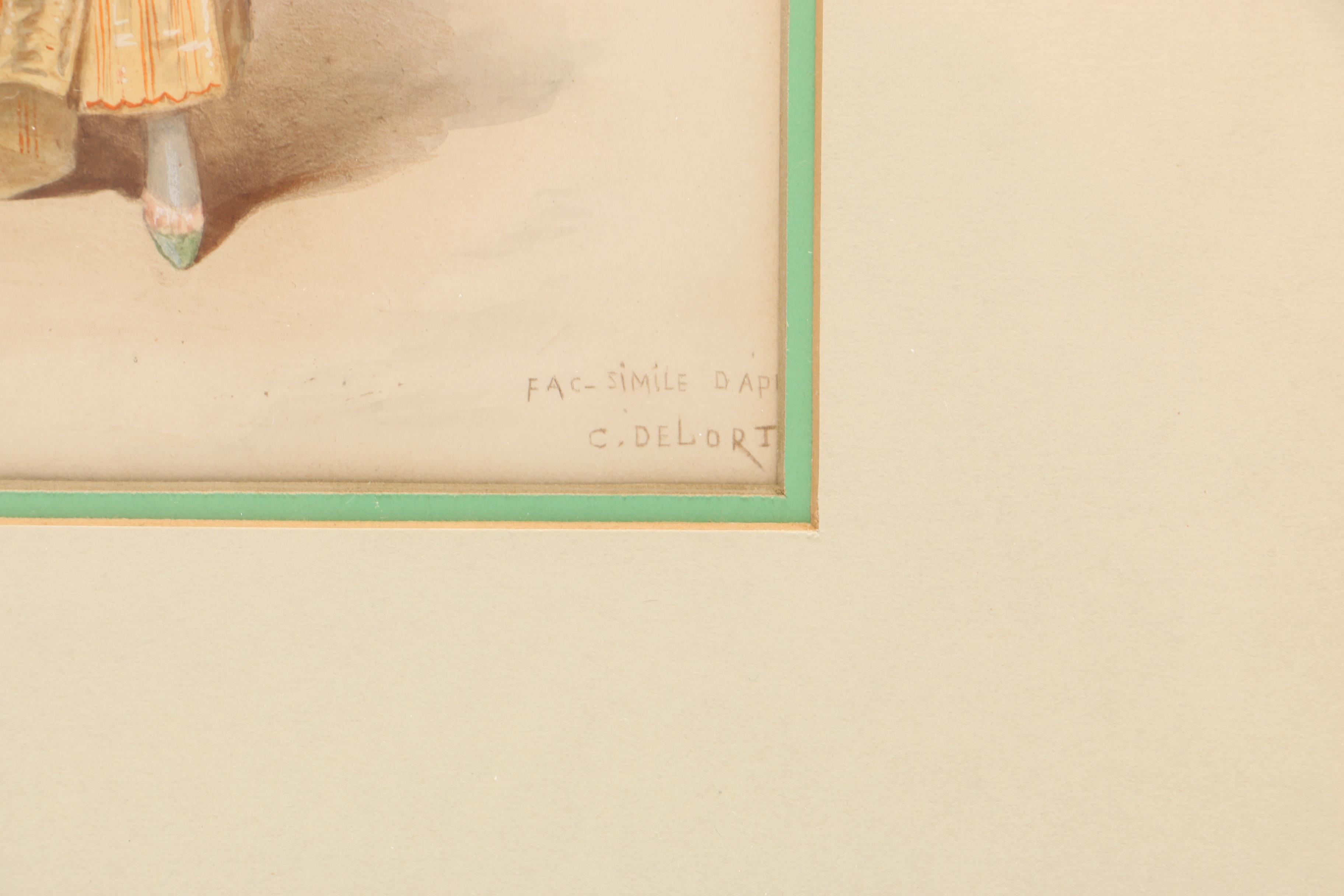 C. DeLori Hand-Embellished Lithograph "Parisian Girl with Umbrella and Dog"