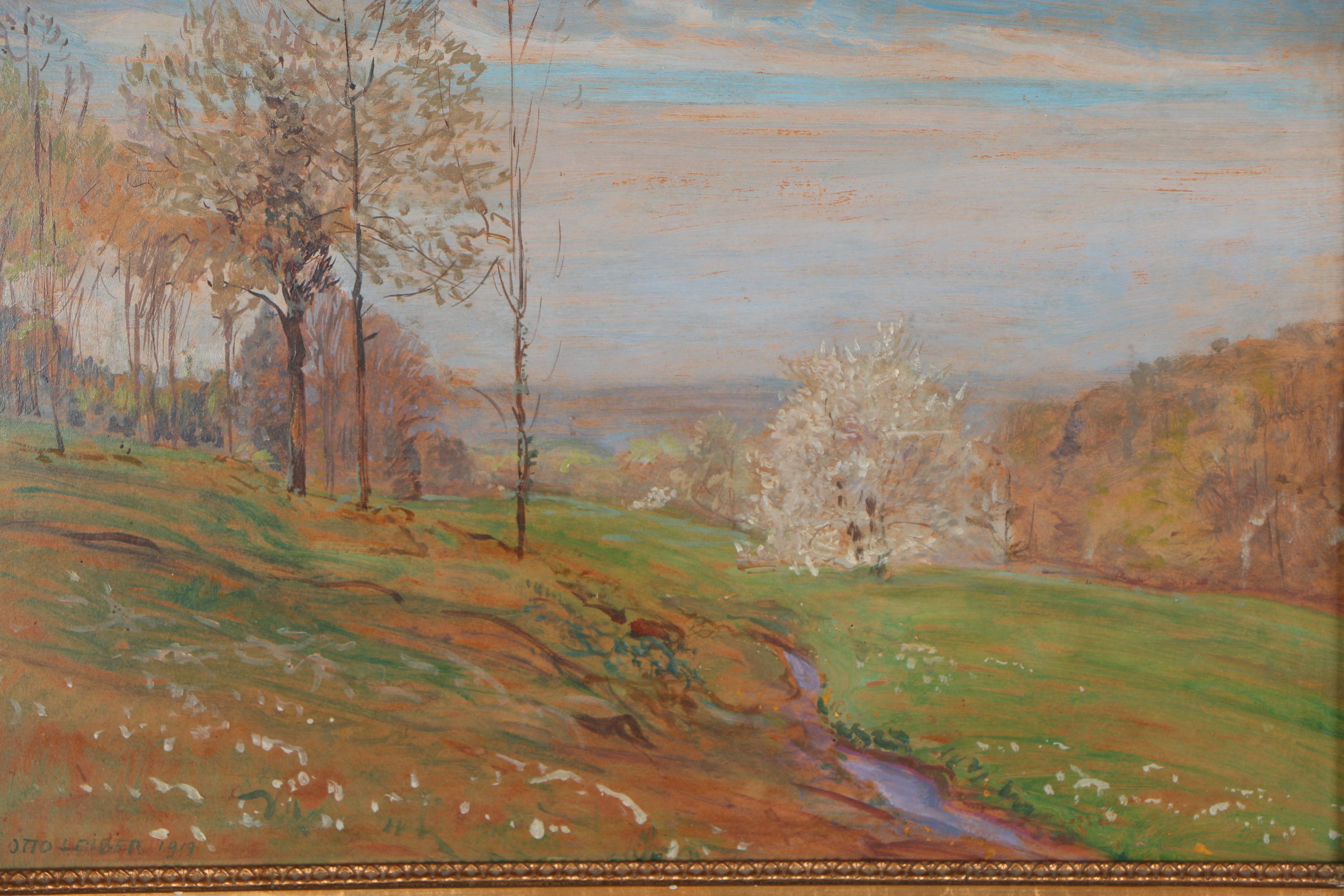 Otto Leiber Landscape Oil Painting, 1919
