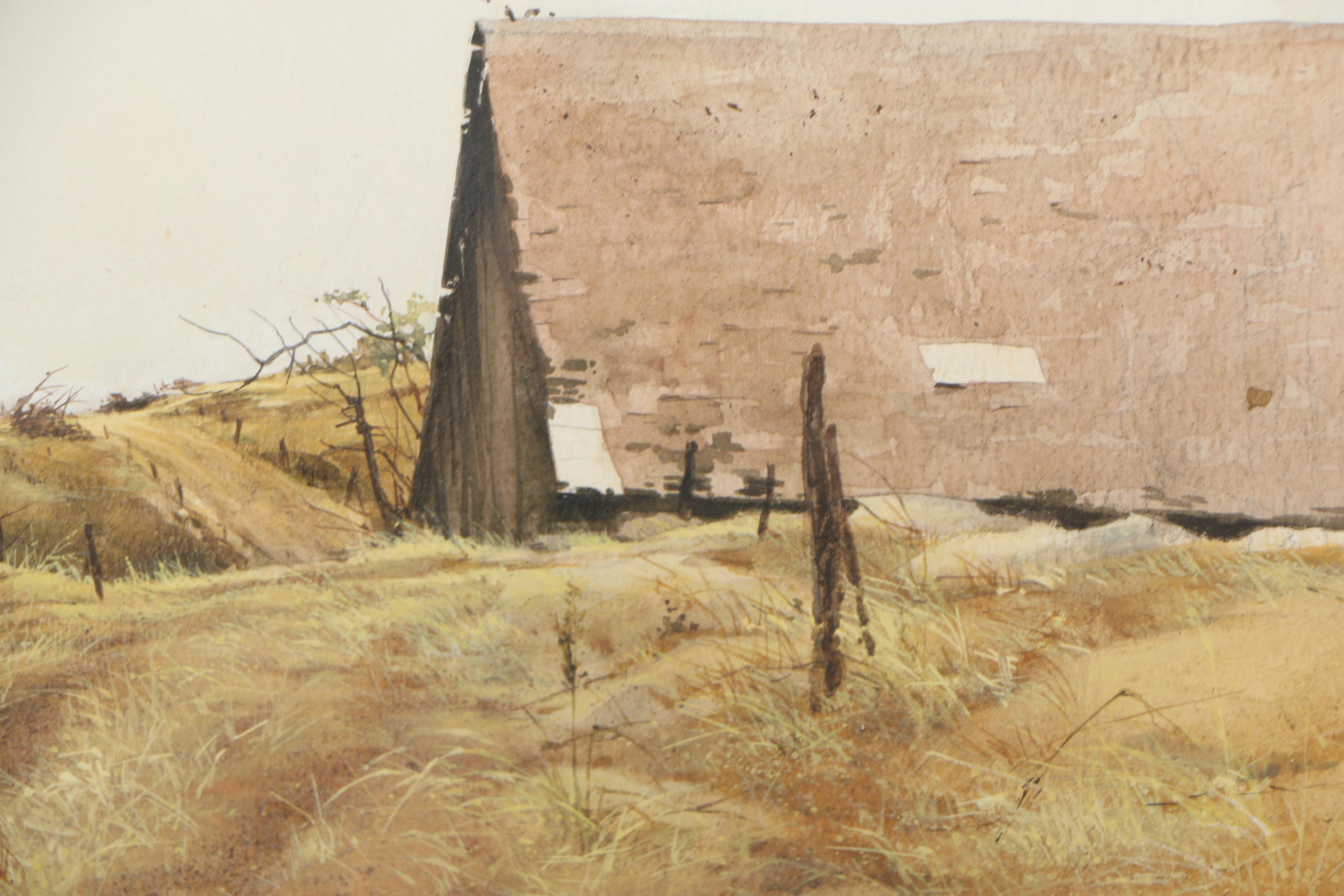 Robert Cremins Watercolor Painting of Rural Fields