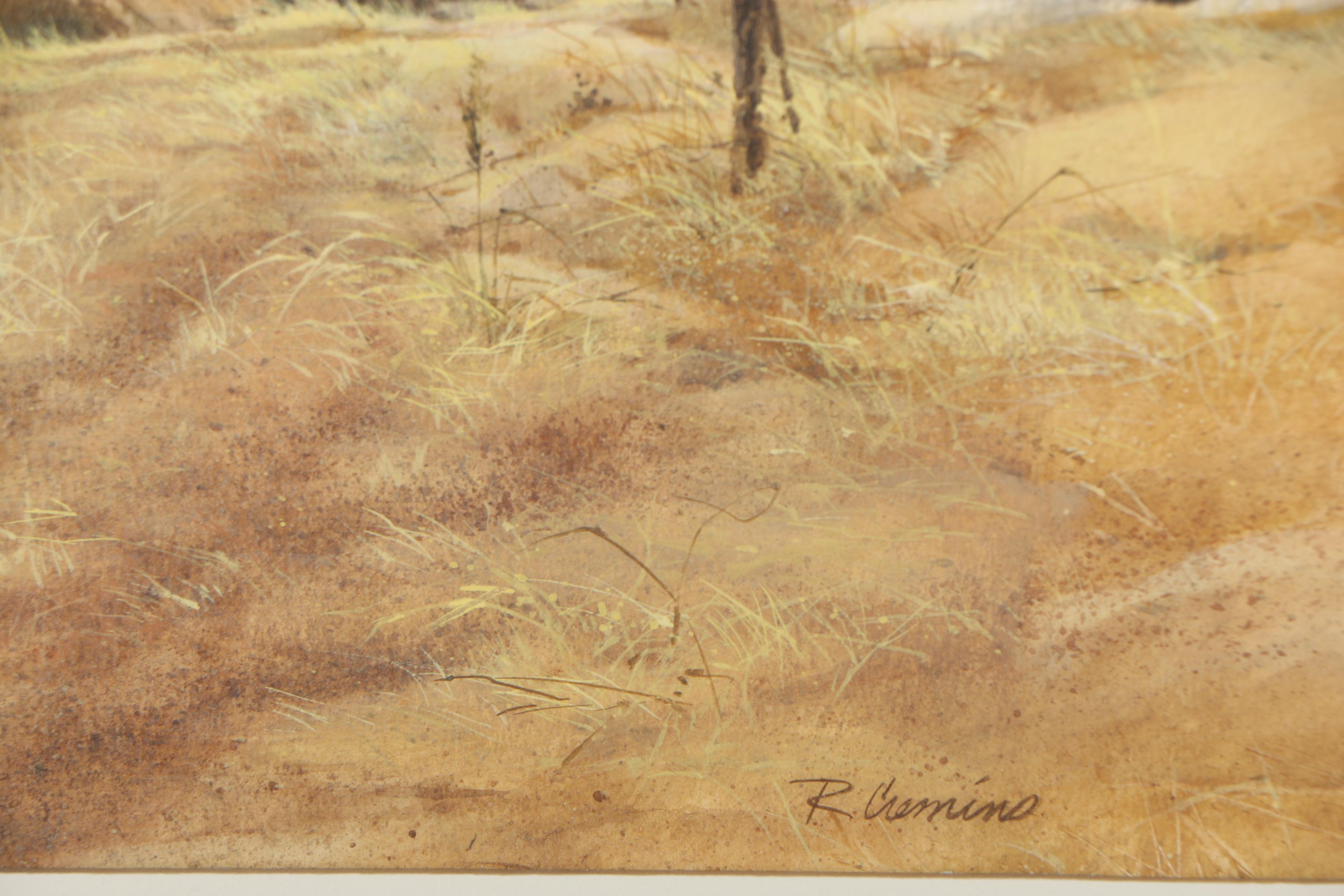 Robert Cremins Watercolor Painting of Rural Fields