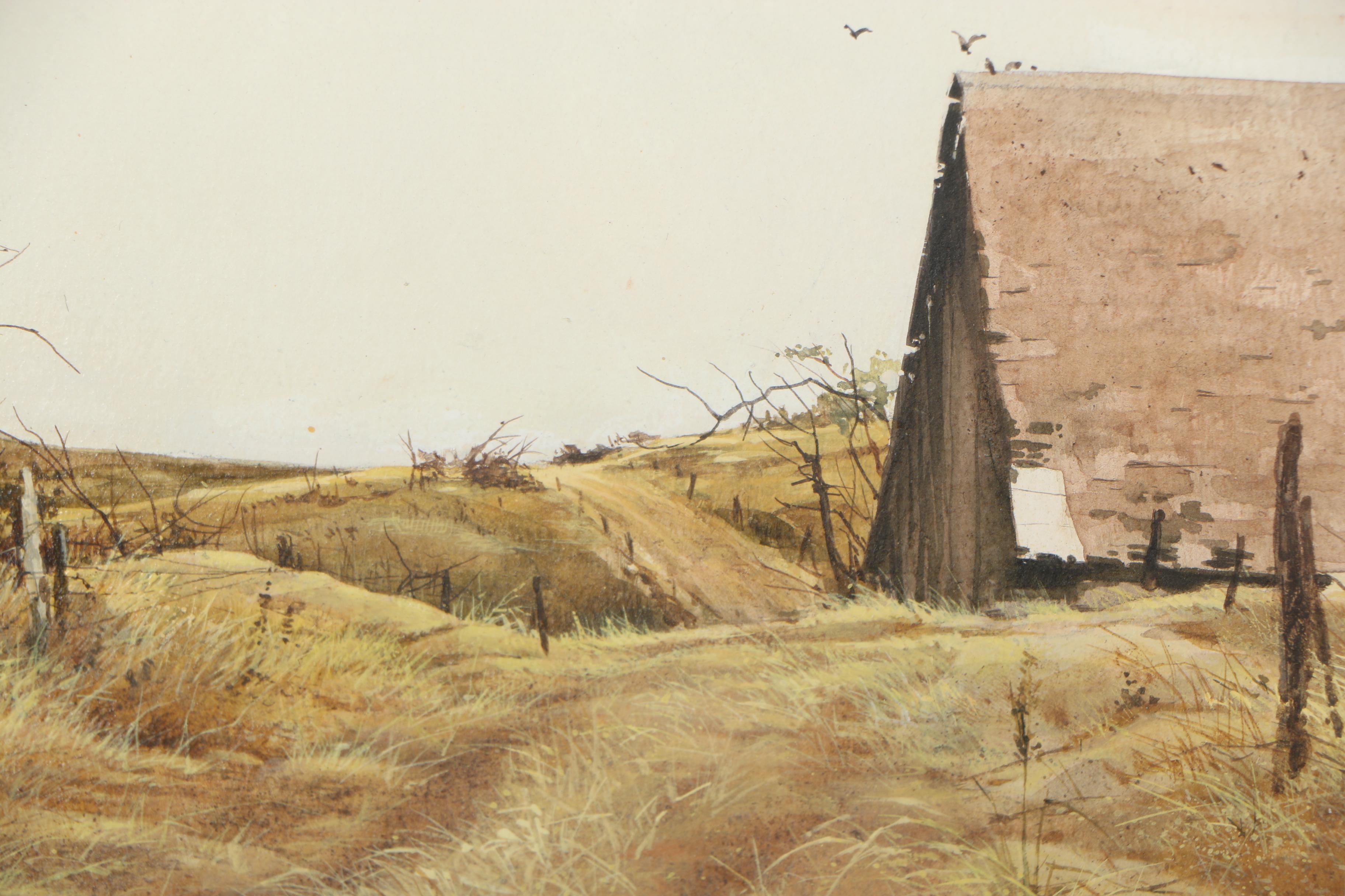 Robert Cremins Watercolor Painting of Rural Fields