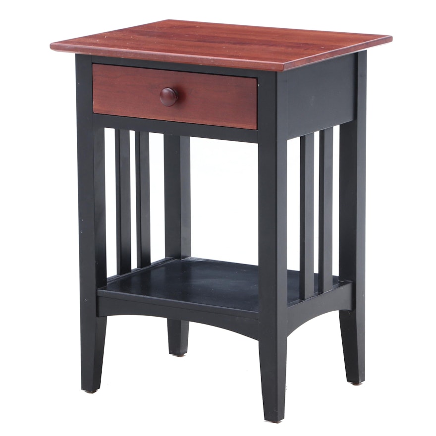 Mission Style Ethan Allen Painted Cherry Accent Table in Green