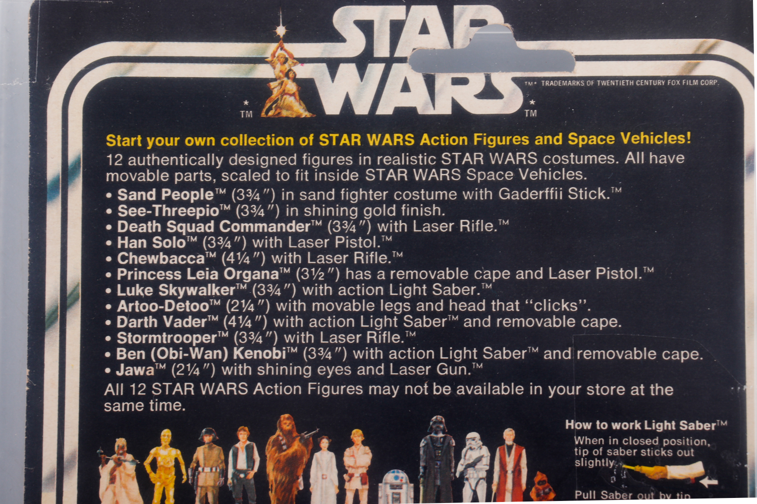 1978 Kenner "Star Wars" Luke Skywalker Action Figure 12 Back-C AFA EX+