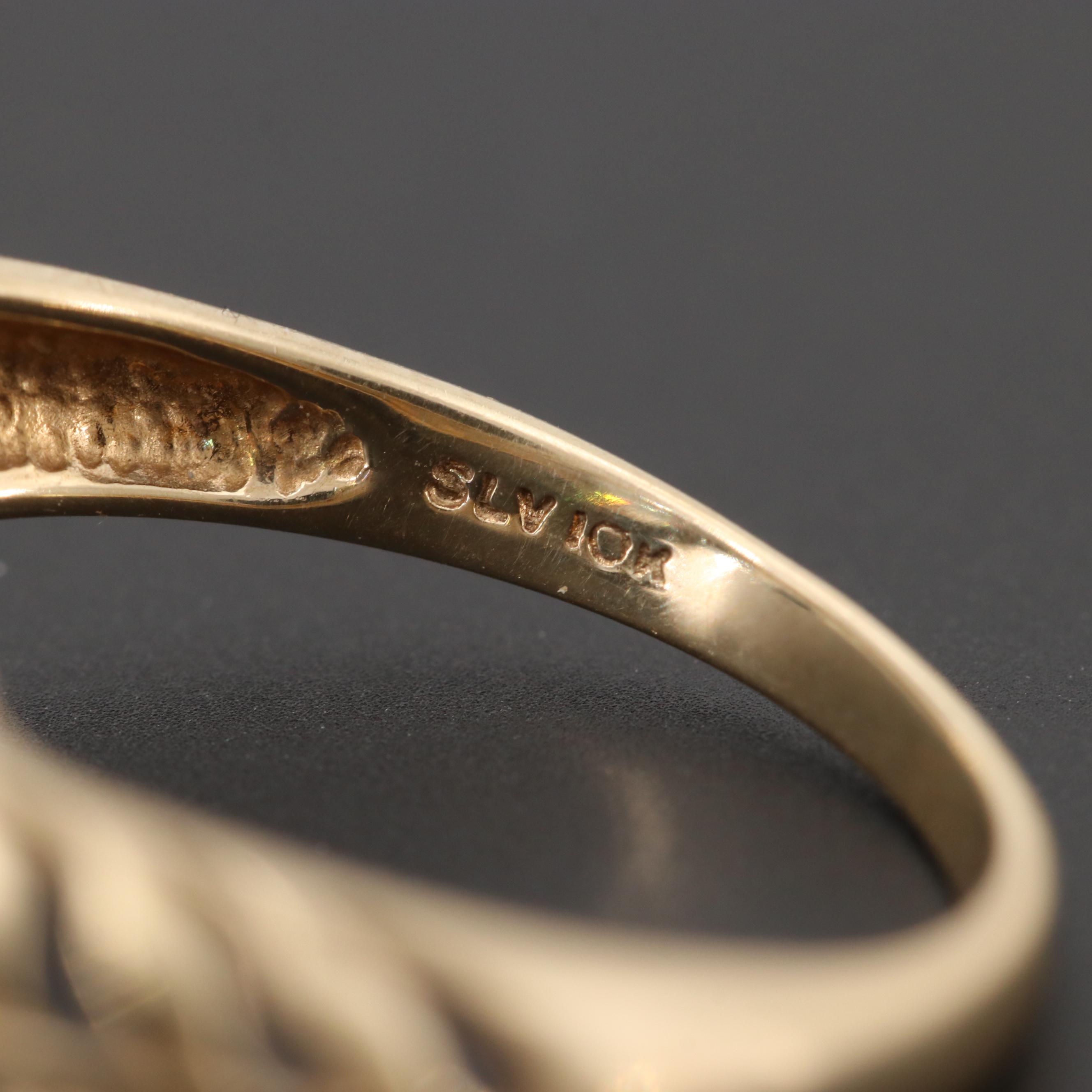 10K Yellow Gold Topaz and Diamond Ring