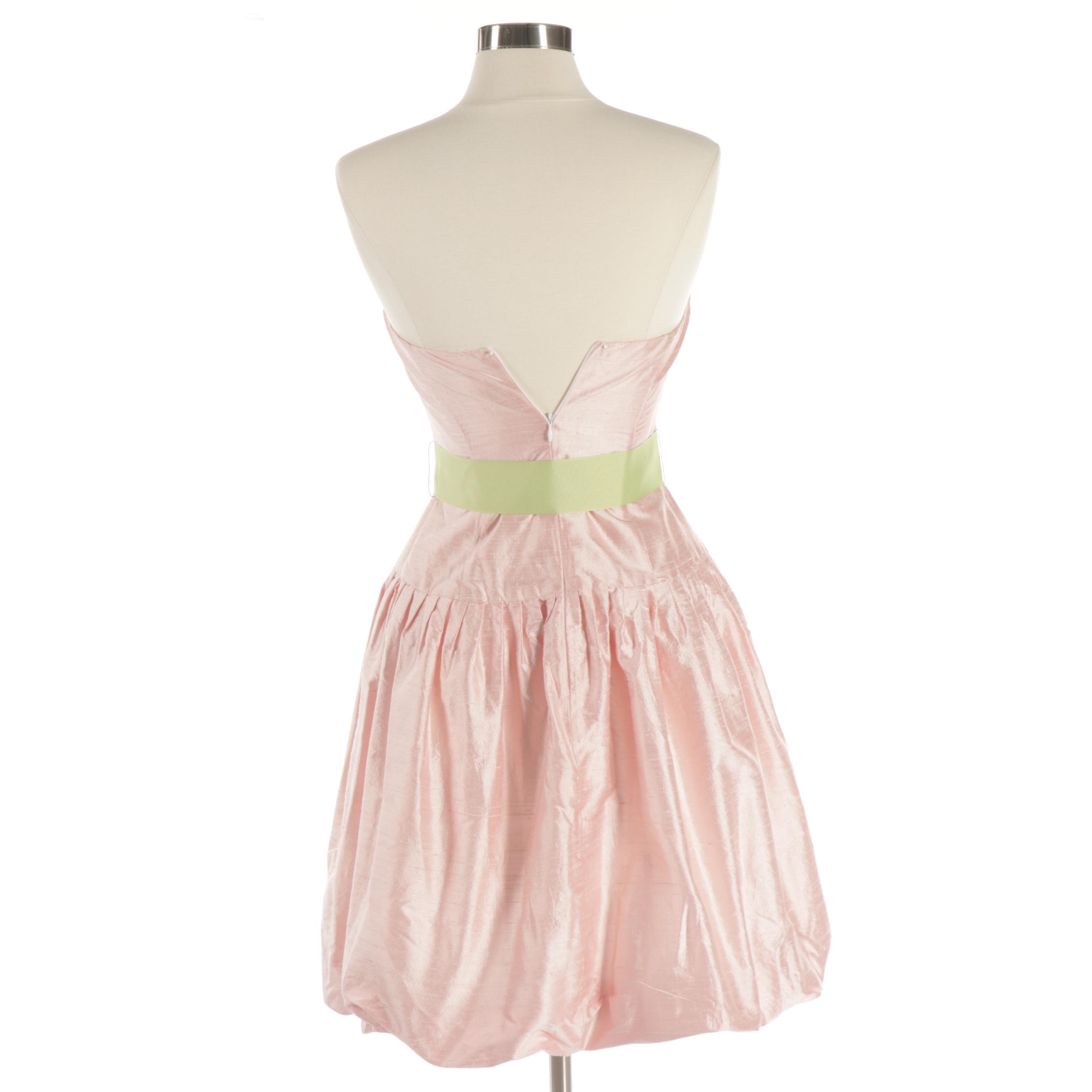 Lela Rose and Molly B. Strapless Silk Dresses in Black and Pink