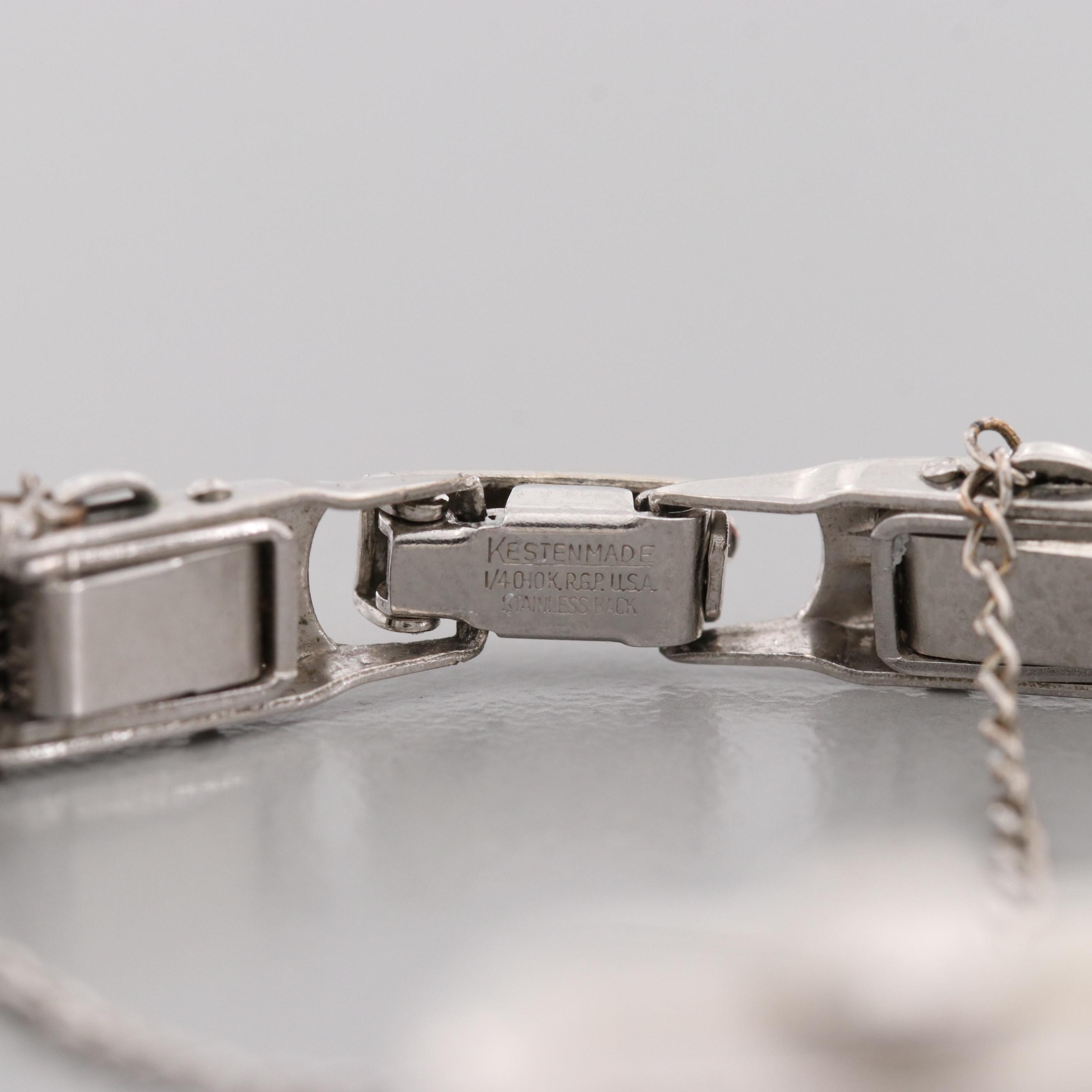 Vintage Universal Genève 14K White Gold Watch With Diamond Lugs