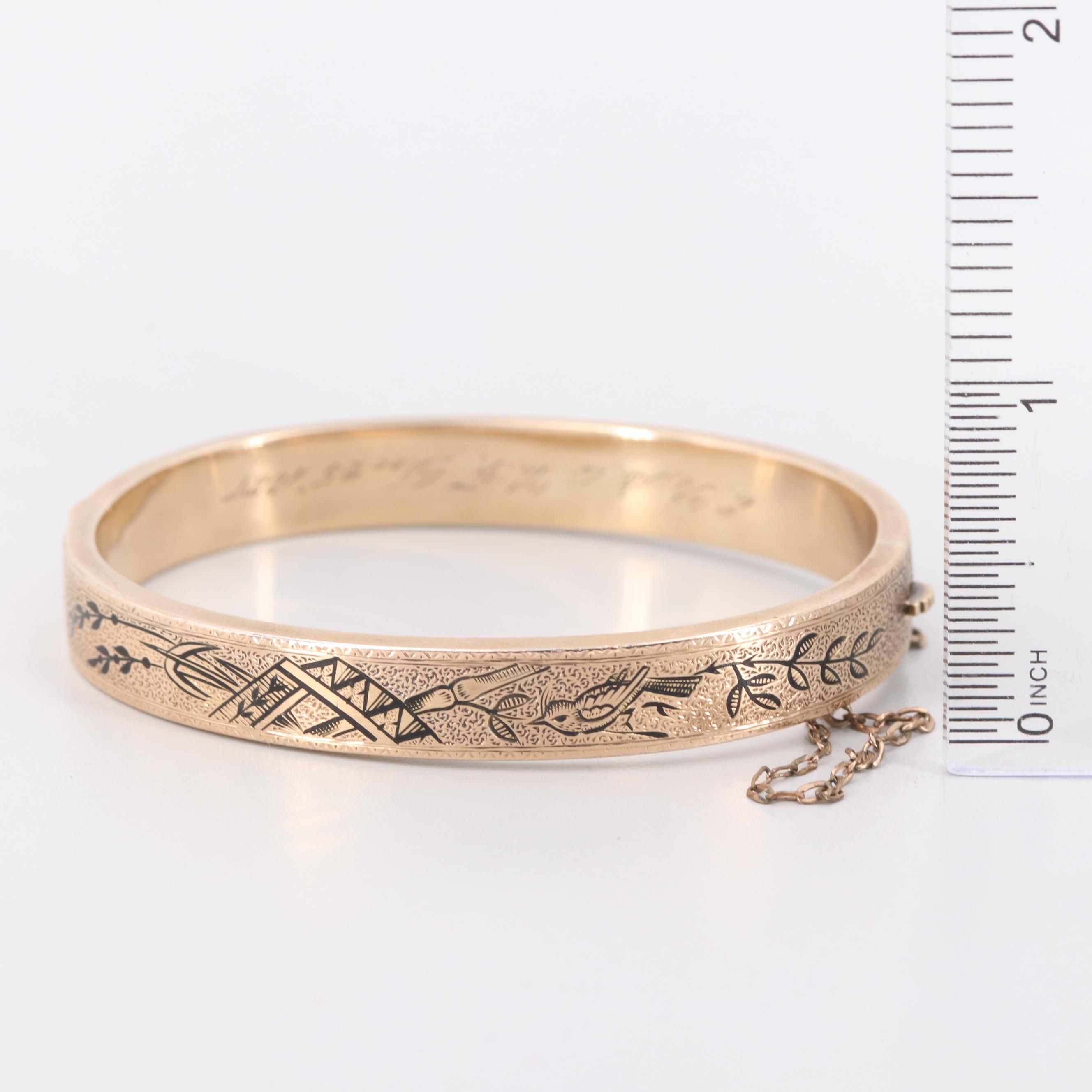 Victorian Taille d'Epargne Enamel Hinged Bracelet