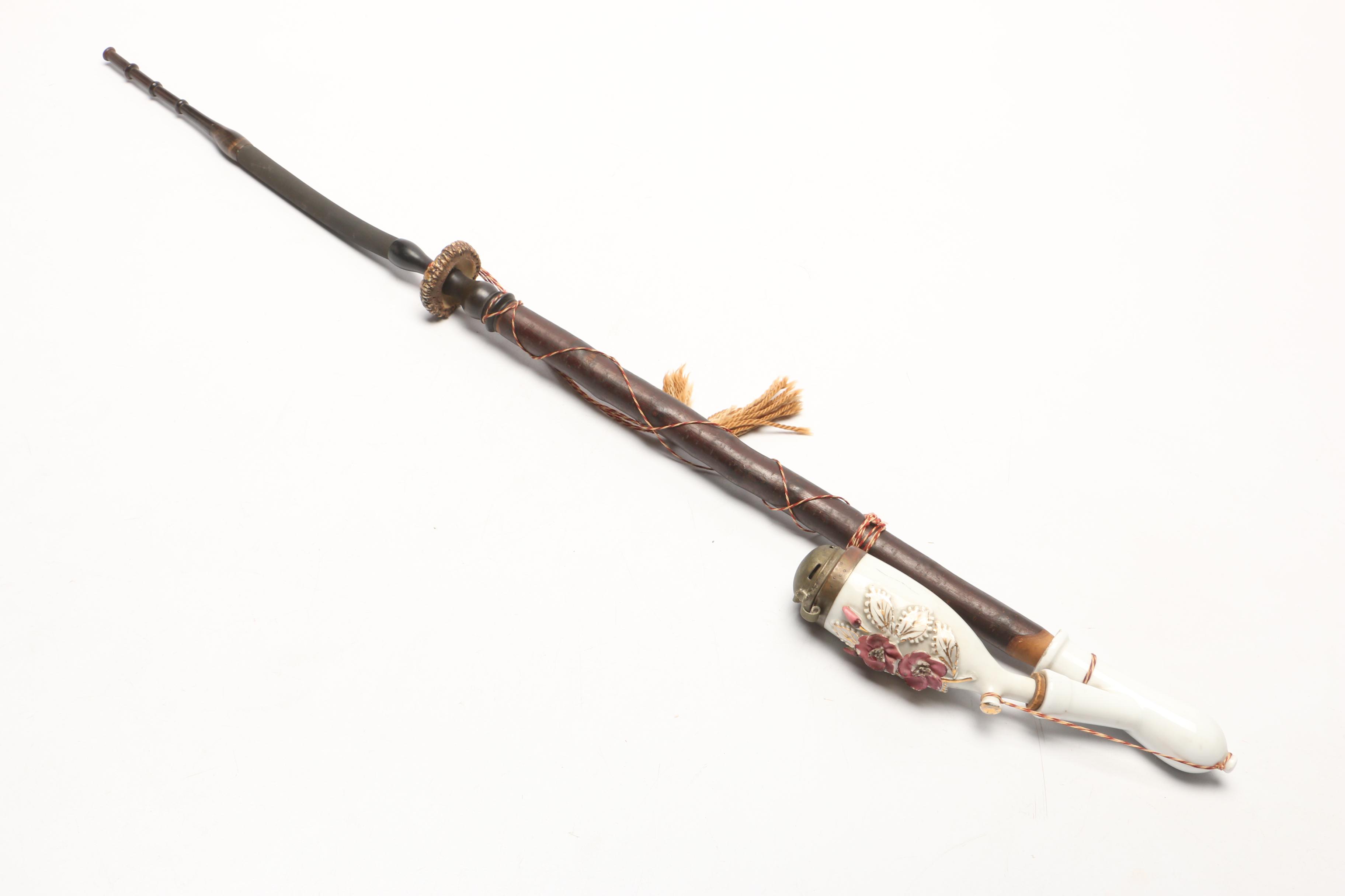 German Tobacco Pipes With Porcelain Bowls