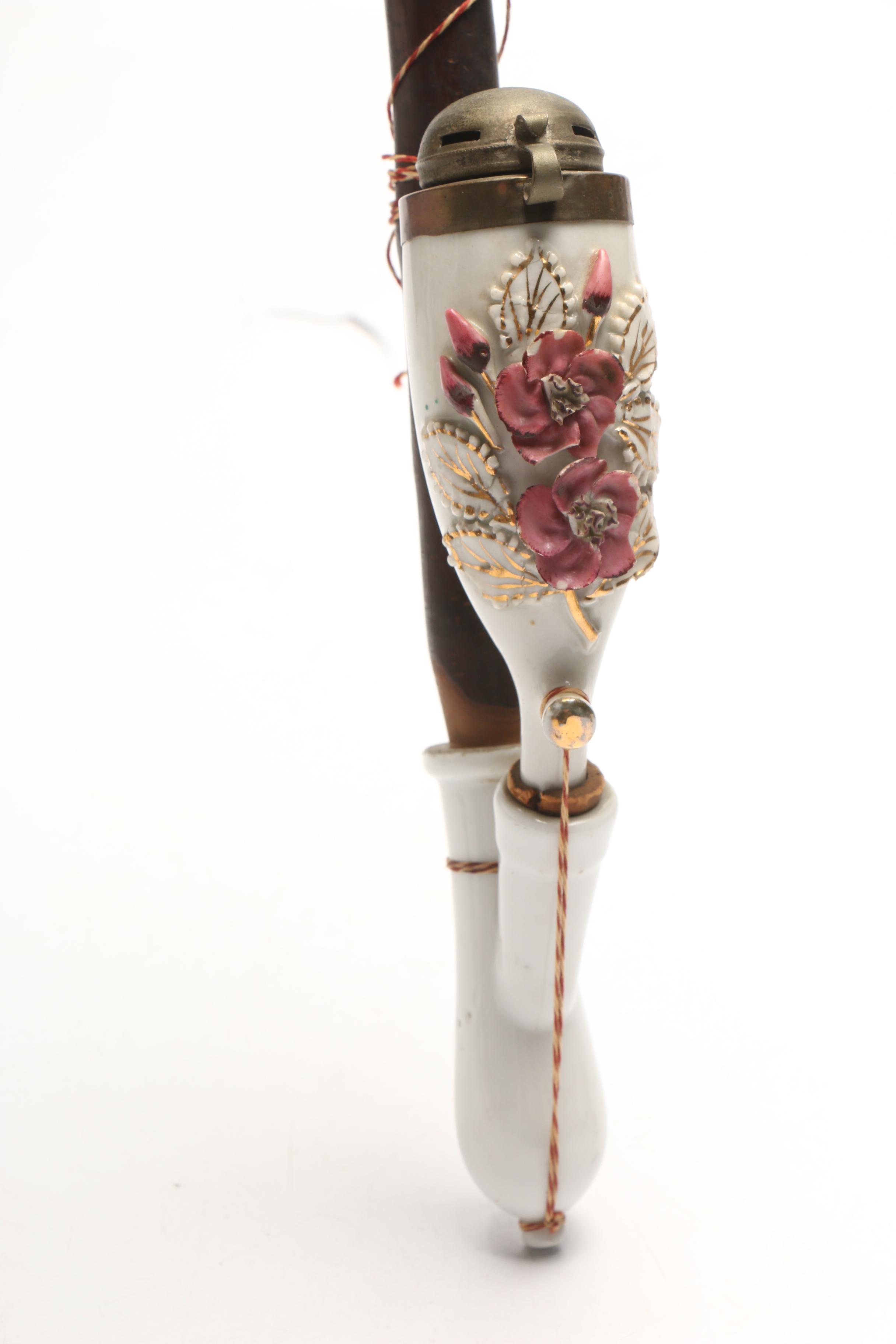 German Tobacco Pipes With Porcelain Bowls