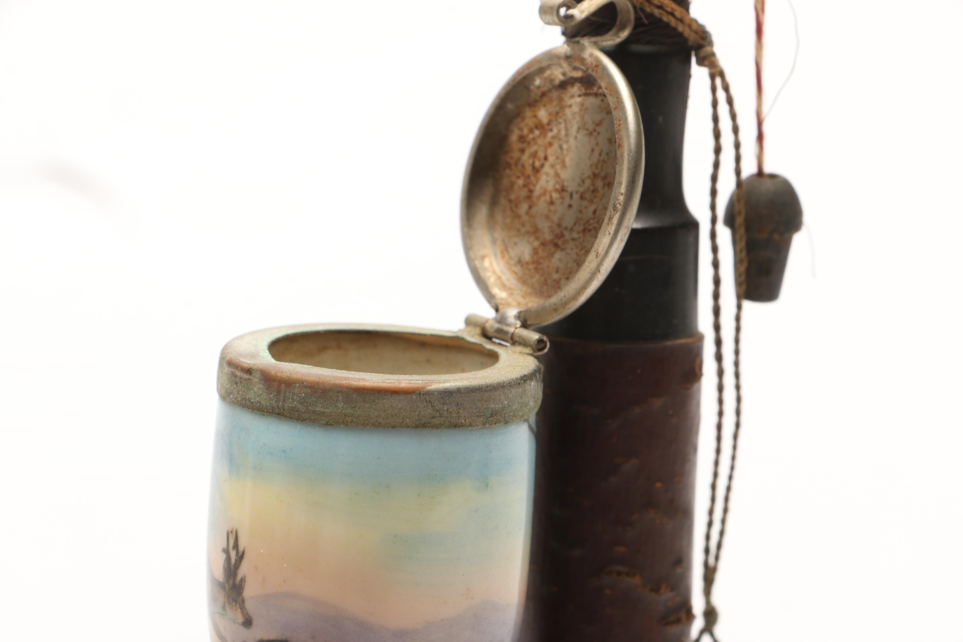 German Tobacco Pipes With Porcelain Bowls