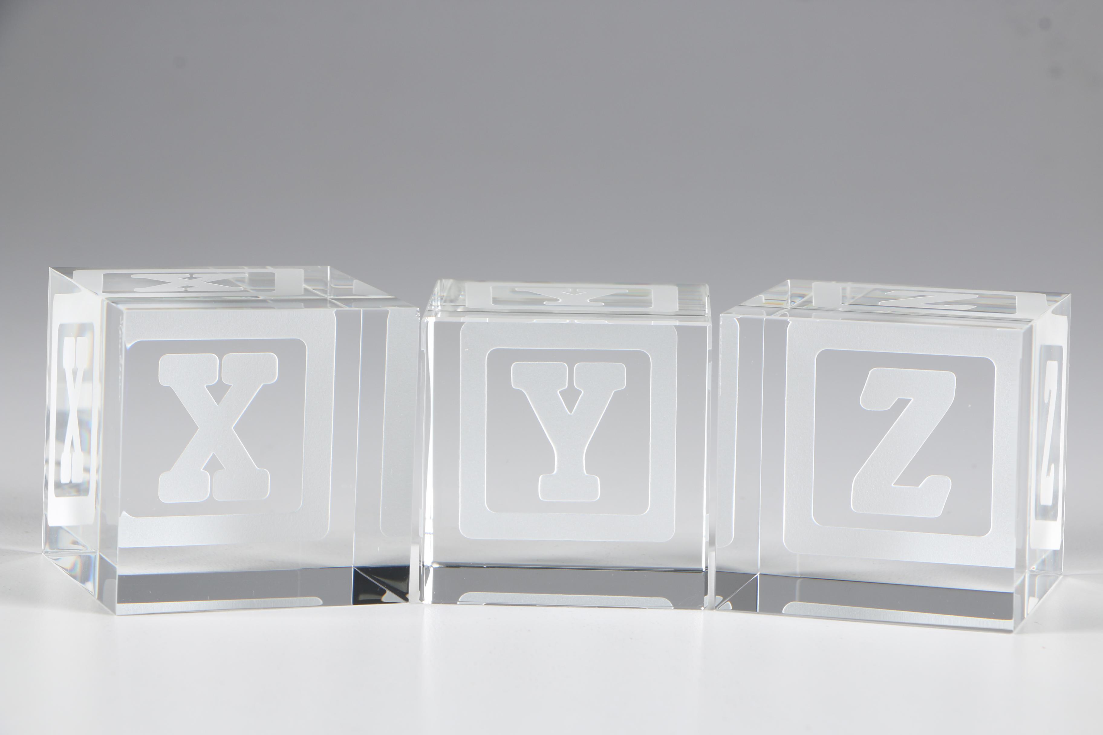 Steuben Art Glass "XYZ" Baby's Blocks Designed by Joel Smith, 21st Century