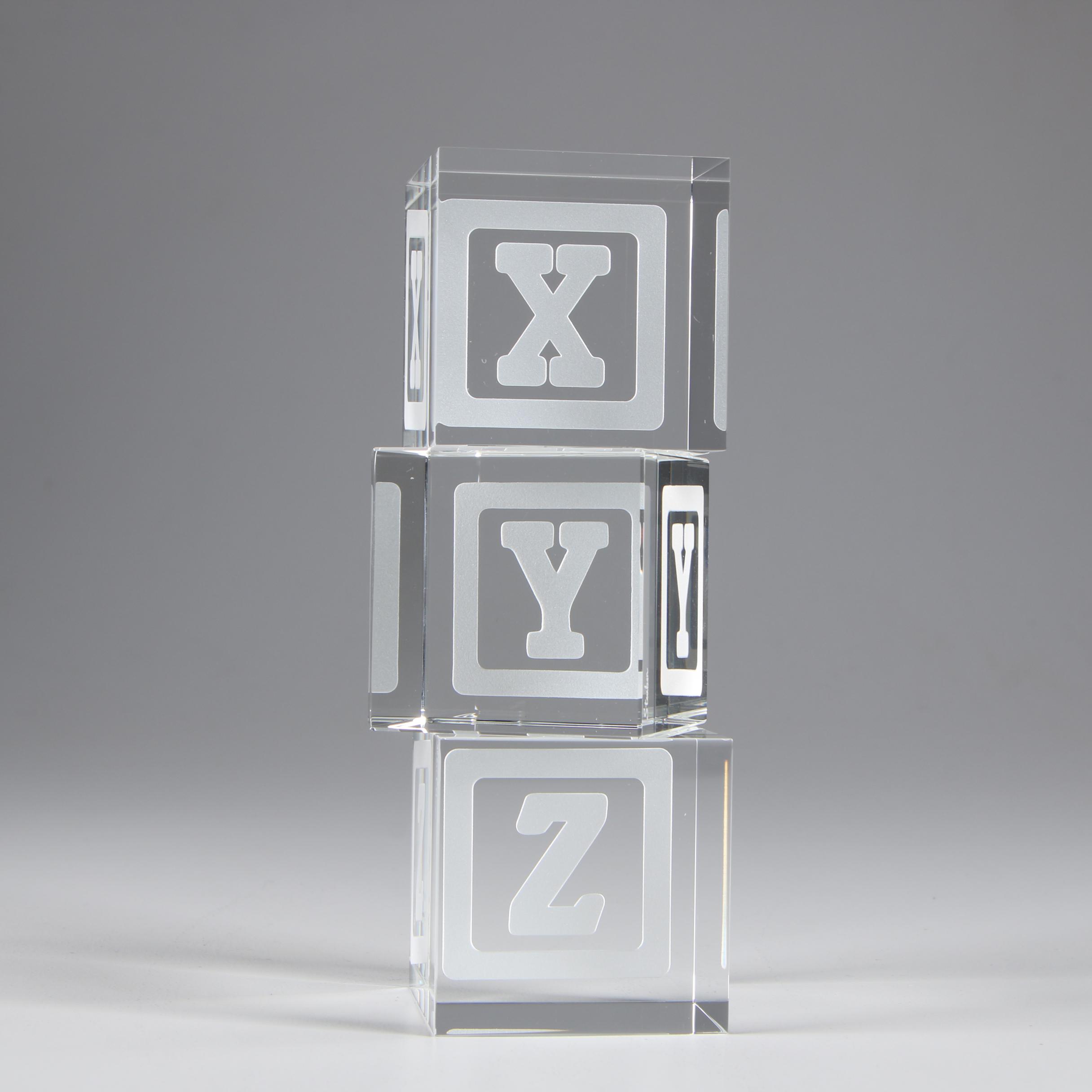 Steuben Art Glass "XYZ" Baby's Blocks Designed by Joel Smith, 21st Century