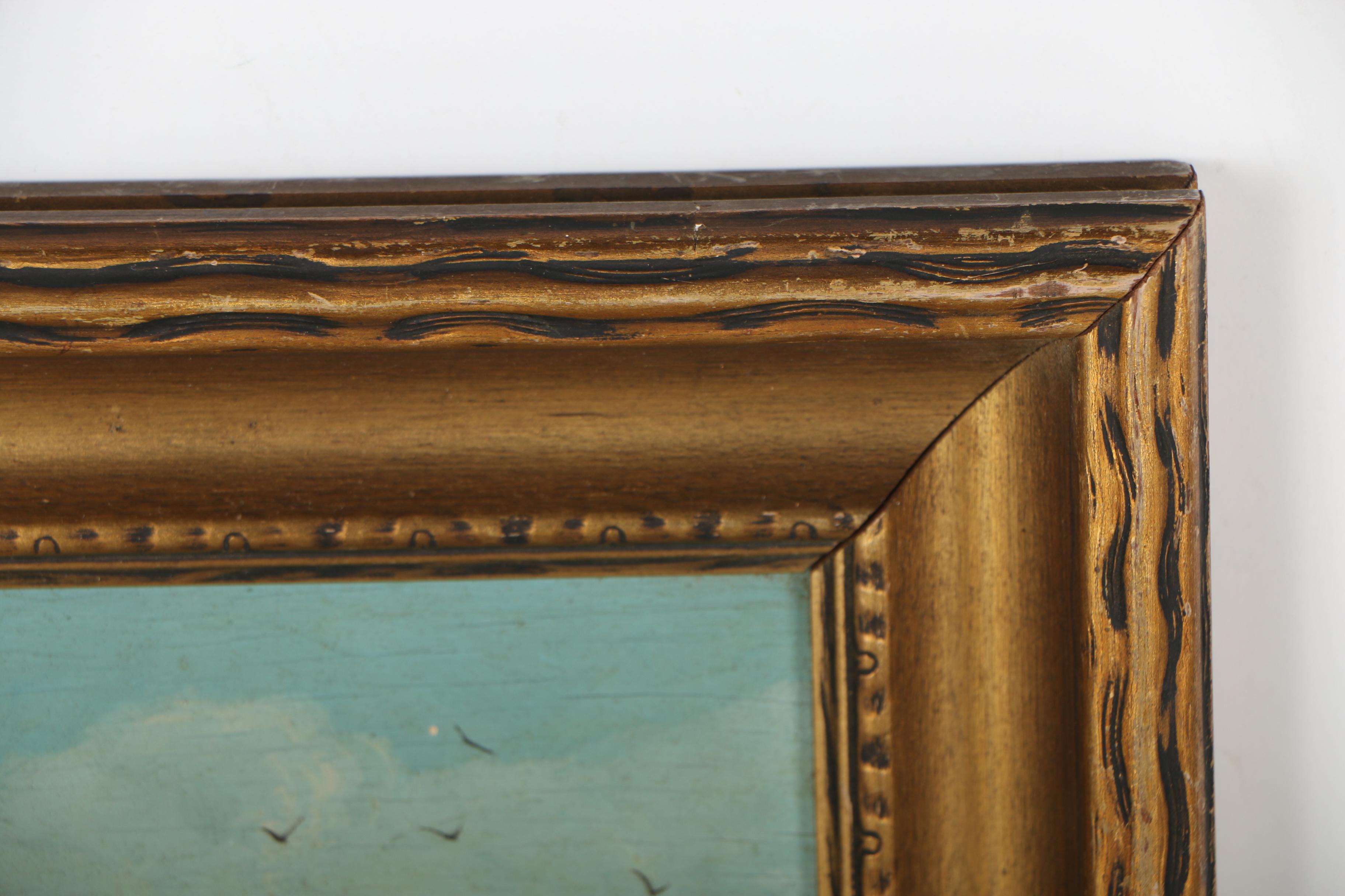 Mid 20th Century European Village Scene Oil Painting