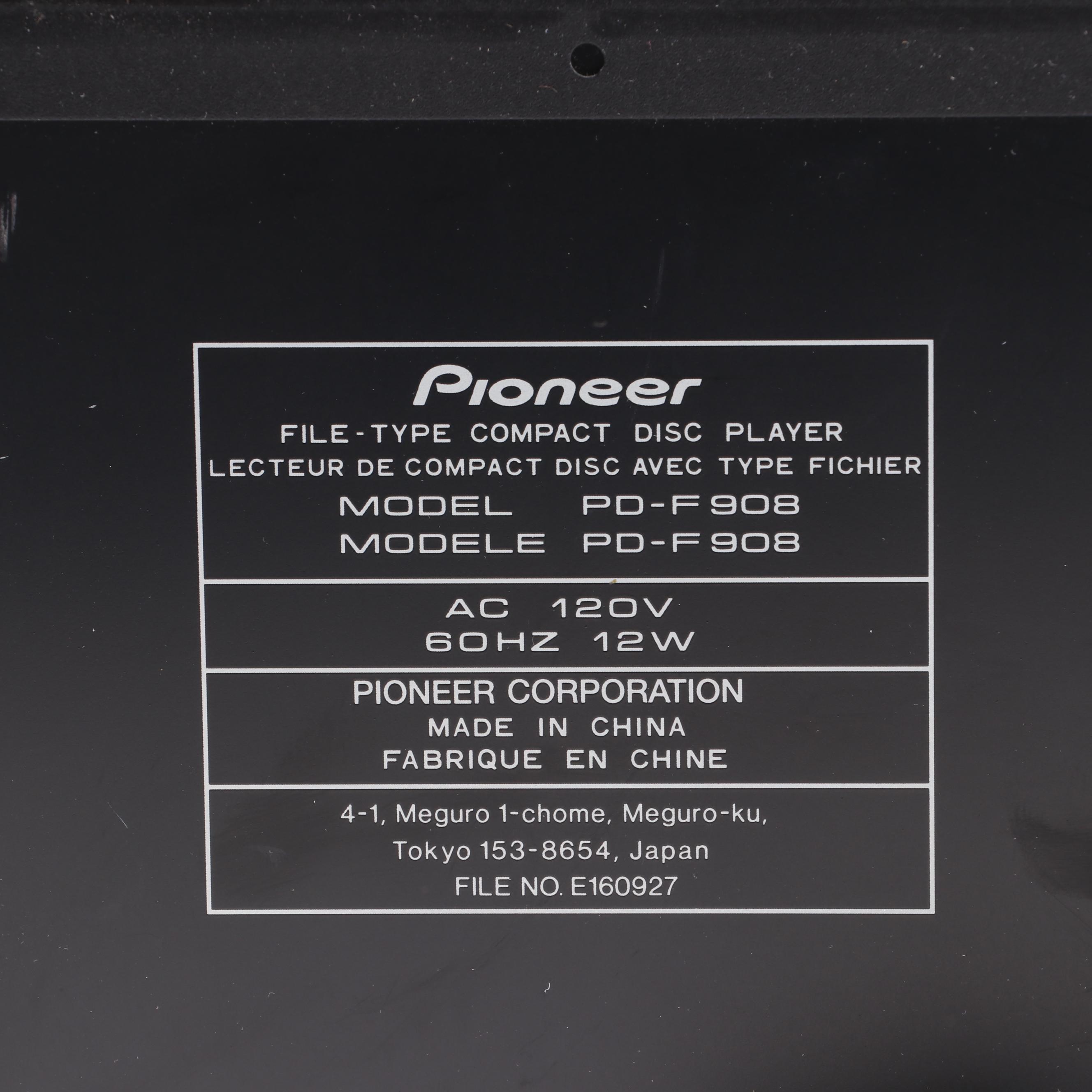 Pioneer File-Type Compact Disk Player PD-F908